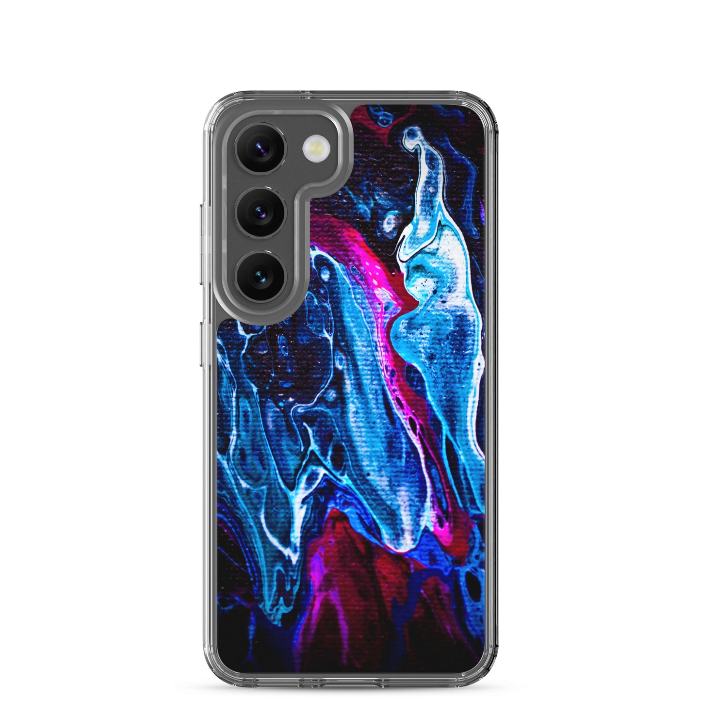 NightOwl Studio Custom Phone Case Compatible with Samsung Galaxy, Slim Cover for Wireless Charging, Drop and Scratch Resistant, Boho Art Colors, Blue Liquid