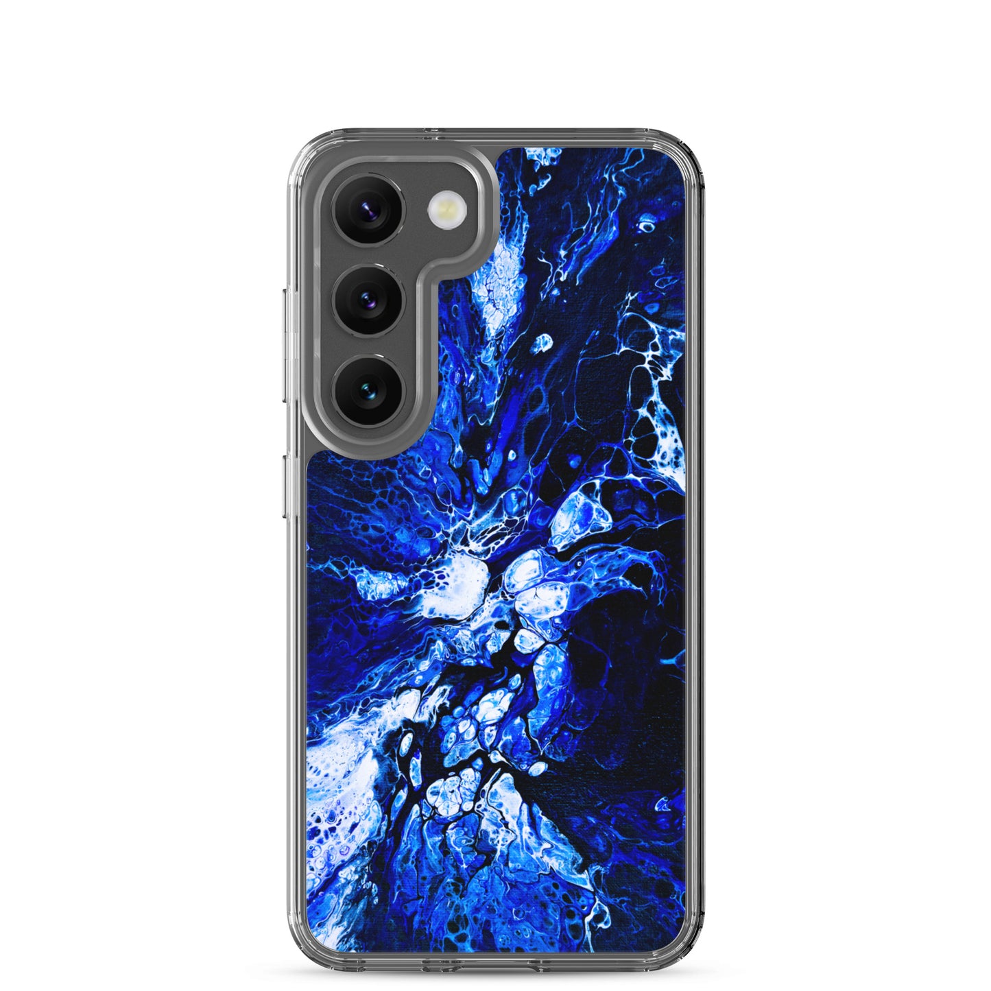 NightOwl Studio Custom Phone Case Compatible with Samsung Galaxy, Slim Cover for Wireless Charging, Drop and Scratch Resistant, Blue Burst