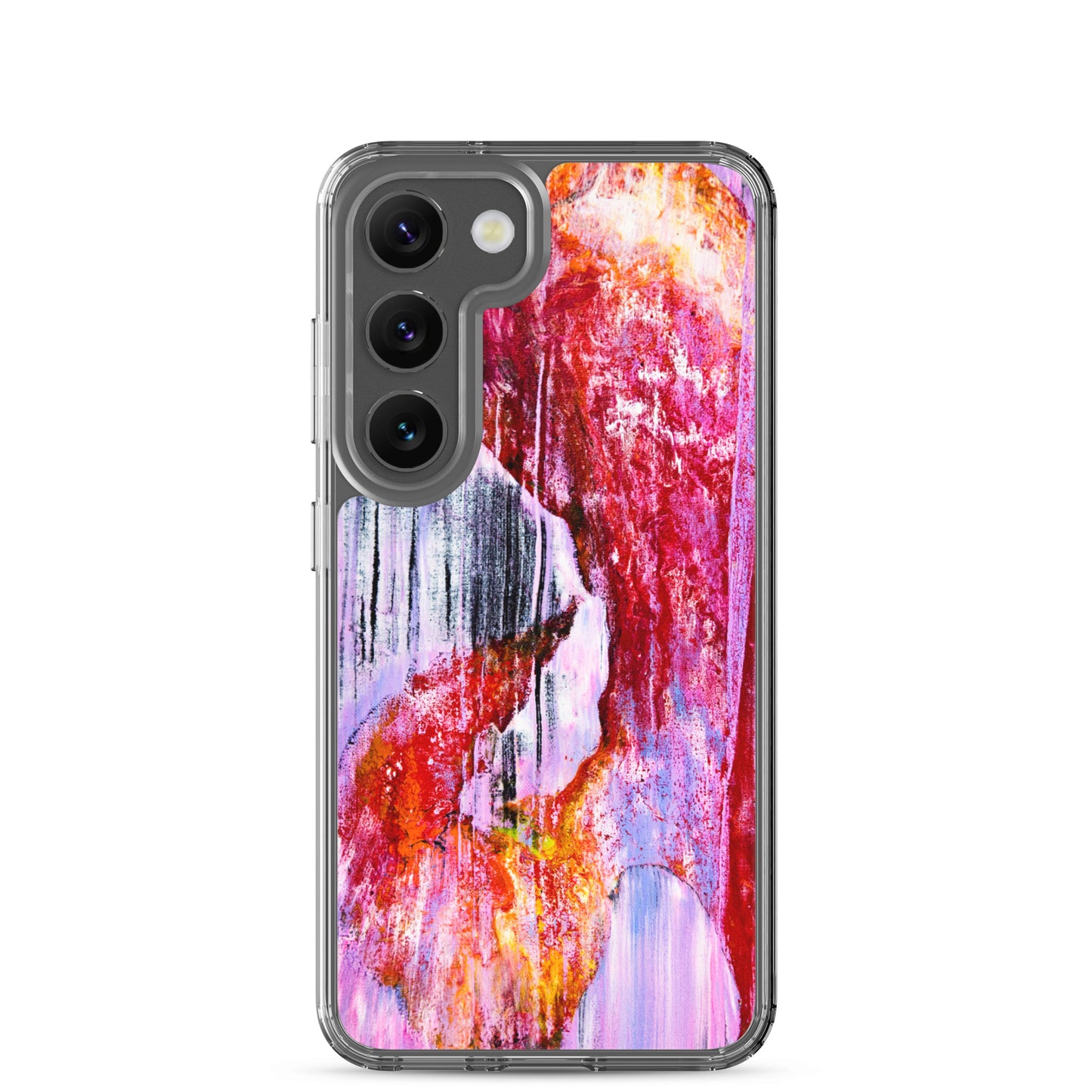 NightOwl Studio Custom Phone Case Compatible with Samsung Galaxy, Slim Cover for Wireless Charging, Drop and Scratch Resistant, Pink Rain