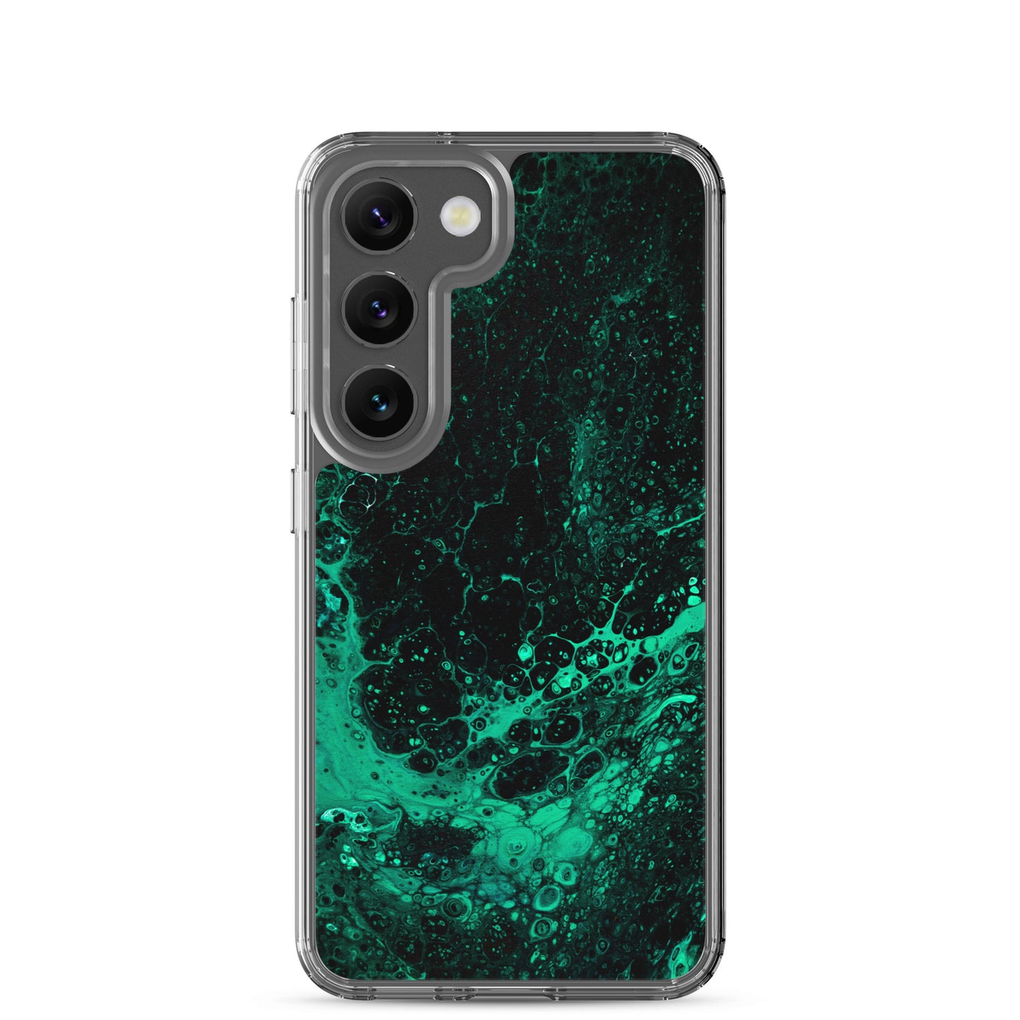 NightOwl Studio Custom Phone Case Compatible with Samsung Galaxy, Slim Cover for Wireless Charging, Drop and Scratch Resistant, Green Tide