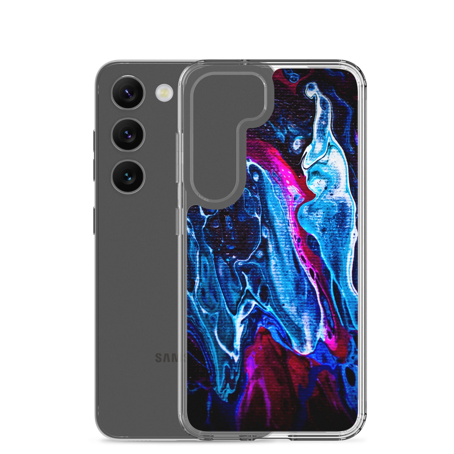 NightOwl Studio Custom Phone Case Compatible with Samsung Galaxy, Slim Cover for Wireless Charging, Drop and Scratch Resistant, Boho Art Colors, Blue Liquid