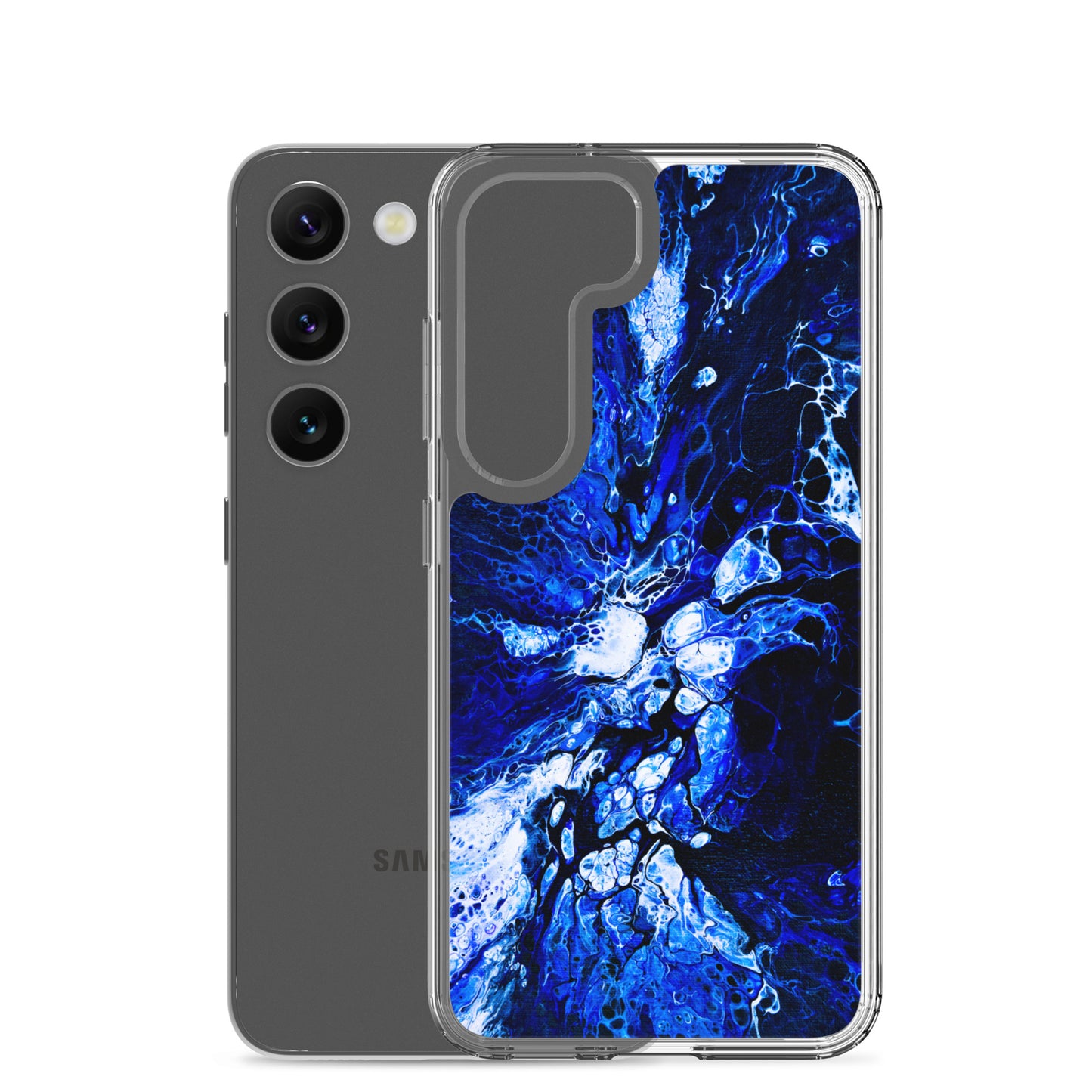 NightOwl Studio Custom Phone Case Compatible with Samsung Galaxy, Slim Cover for Wireless Charging, Drop and Scratch Resistant, Blue Burst