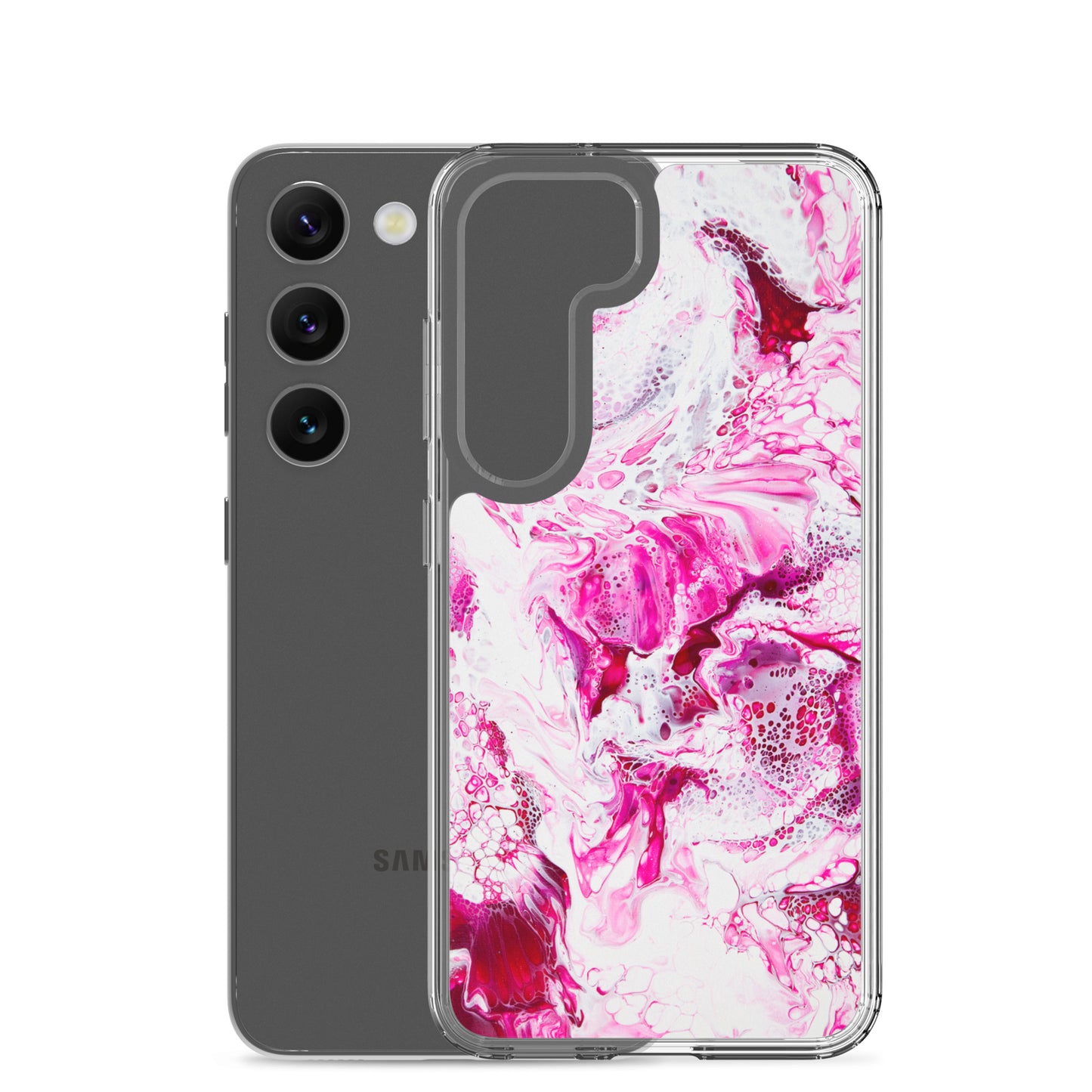 NightOwl Studio Custom Phone Case Compatible with Samsung Galaxy, Slim Cover for Wireless Charging, Drop and Scratch Resistant, Pink Distortion