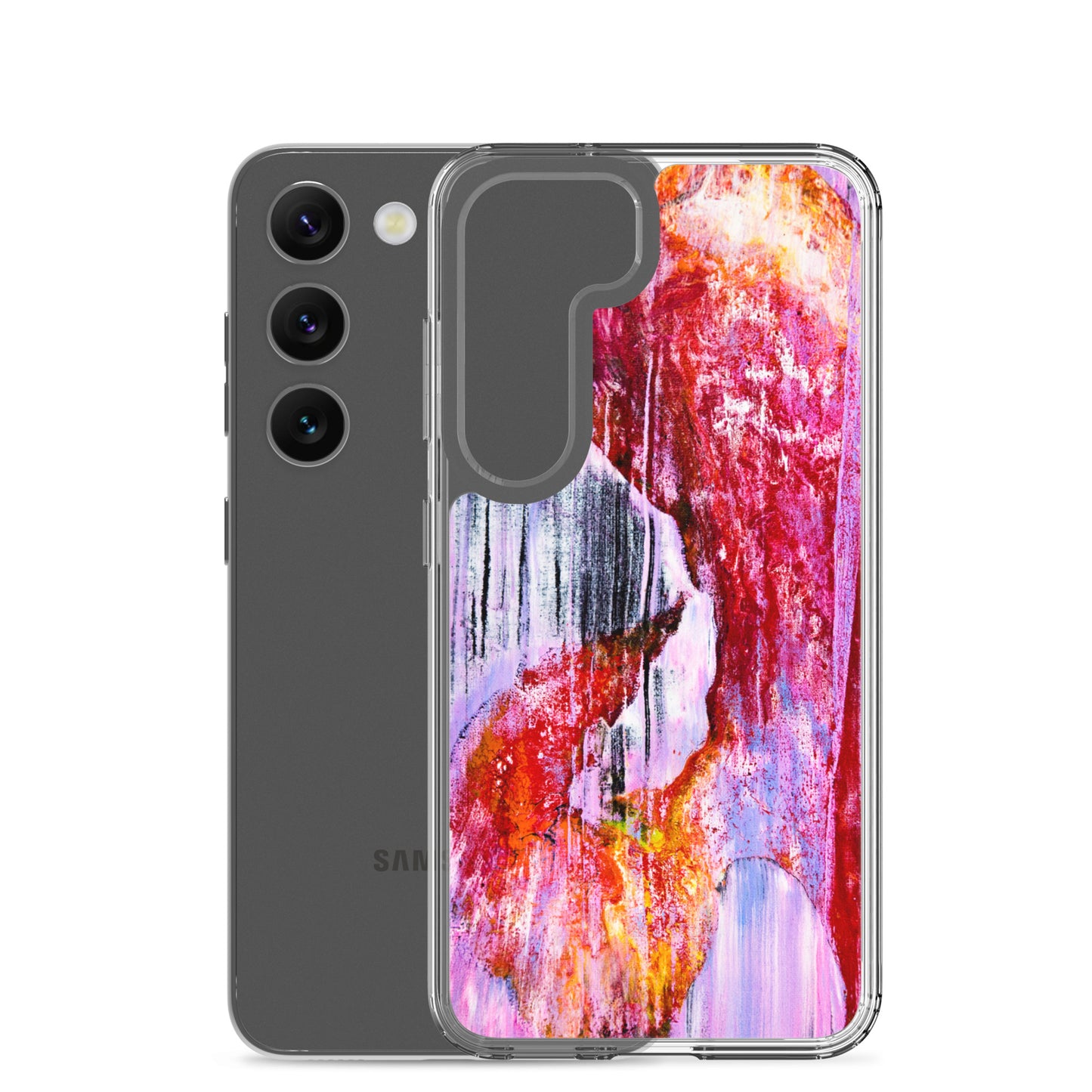 NightOwl Studio Custom Phone Case Compatible with Samsung Galaxy, Slim Cover for Wireless Charging, Drop and Scratch Resistant, Pink Rain