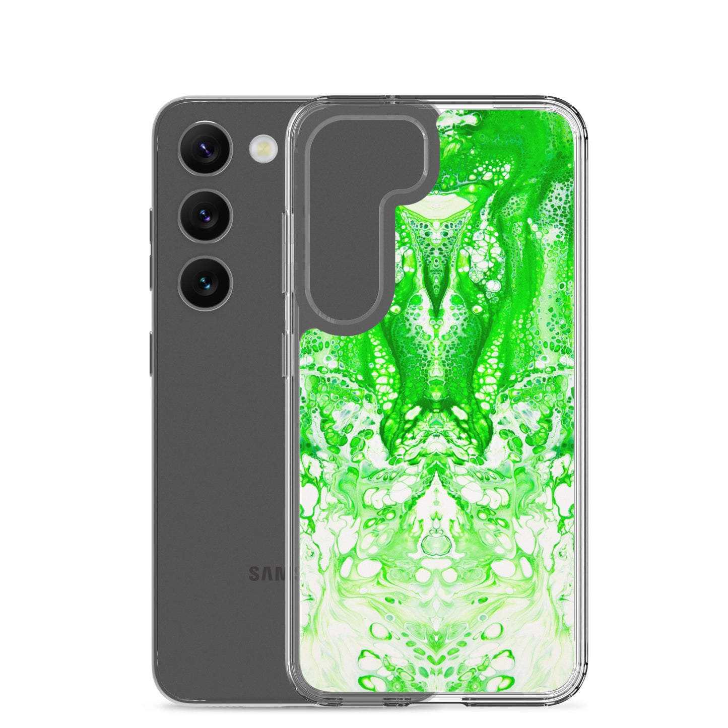 NightOwl Studio Custom Phone Case Compatible with Samsung Galaxy, Slim Cover for Wireless Charging, Drop and Scratch Resistant, Lime Time