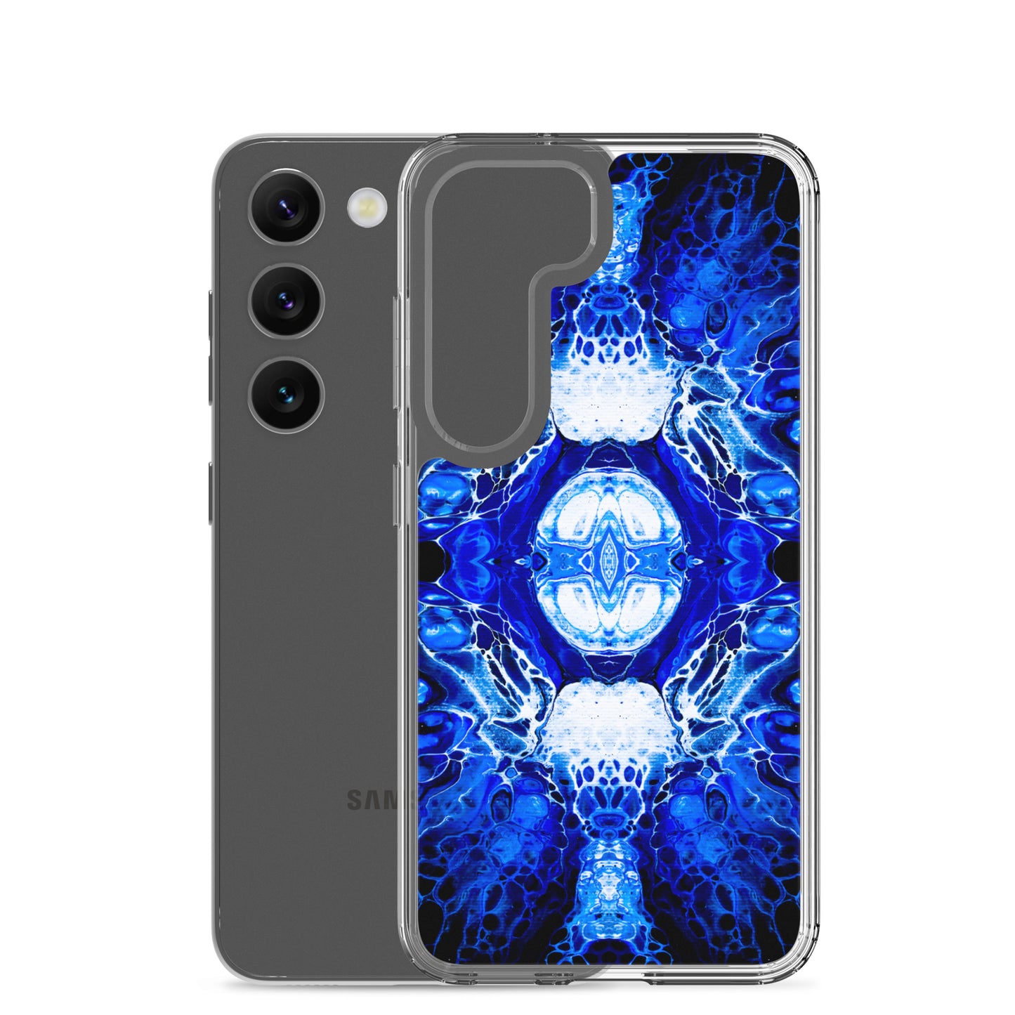 NightOwl Studio Custom Phone Case Compatible with Samsung Galaxy, Slim Cover for Wireless Charging, Drop and Scratch Resistant, Blue Nucleus