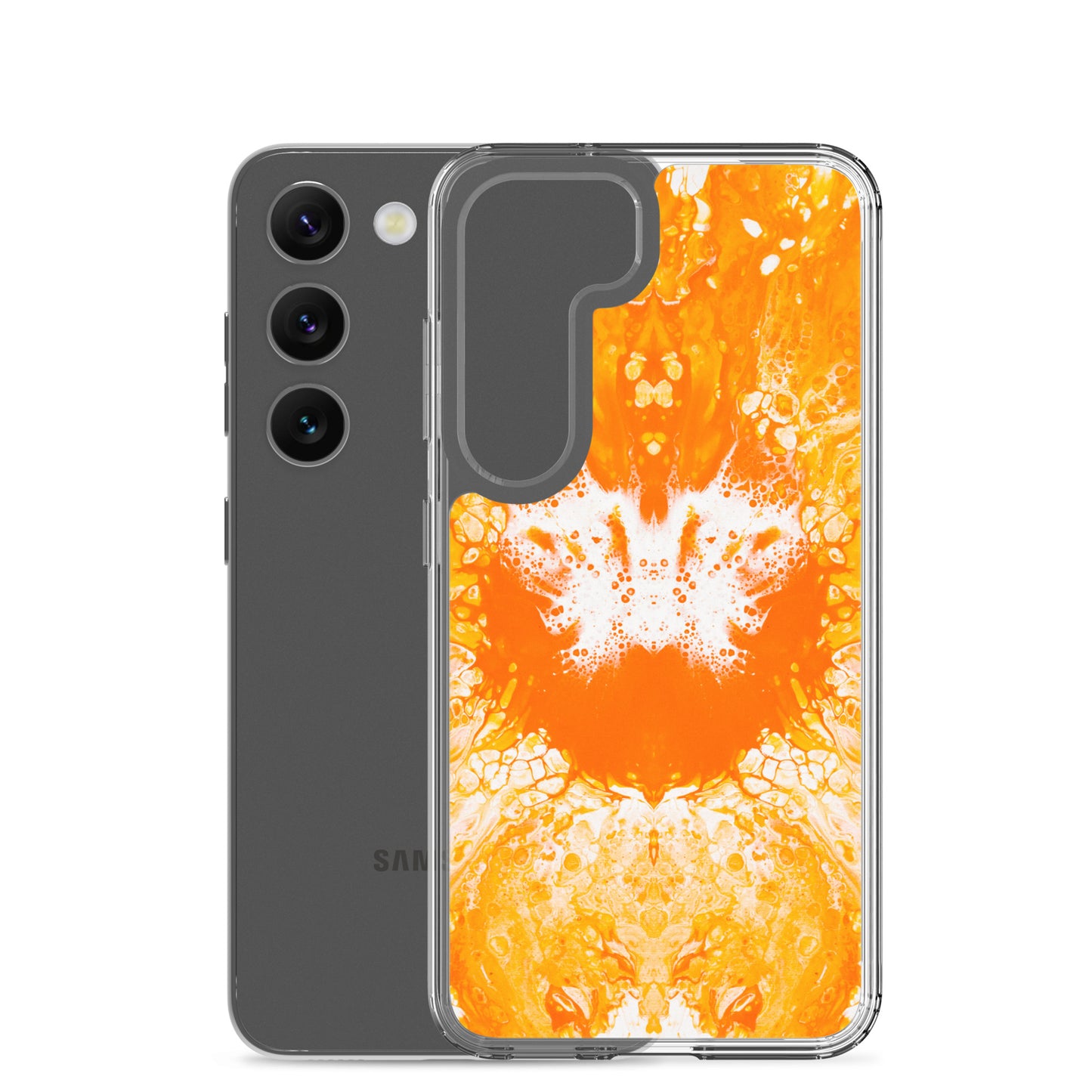 NightOwl Studio Custom Phone Case Compatible with Samsung Galaxy, Slim Cover for Wireless Charging, Drop and Scratch Resistant, Naranja