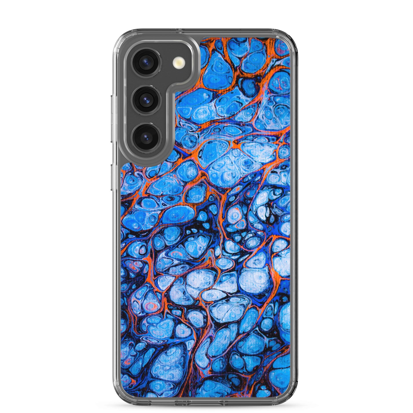 NightOwl Studio Custom Phone Case Compatible with Samsung Galaxy, Slim Cover for Wireless Charging, Drop and Scratch Resistant, Blue Fire