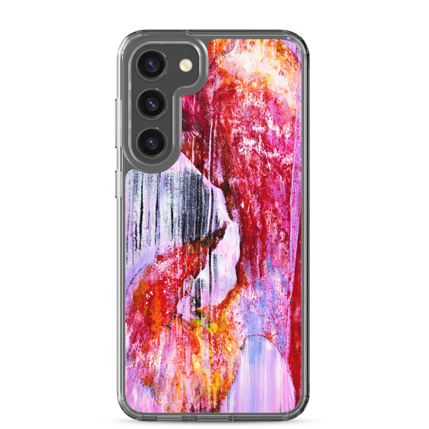 NightOwl Studio Custom Phone Case Compatible with Samsung Galaxy, Slim Cover for Wireless Charging, Drop and Scratch Resistant, Pink Rain