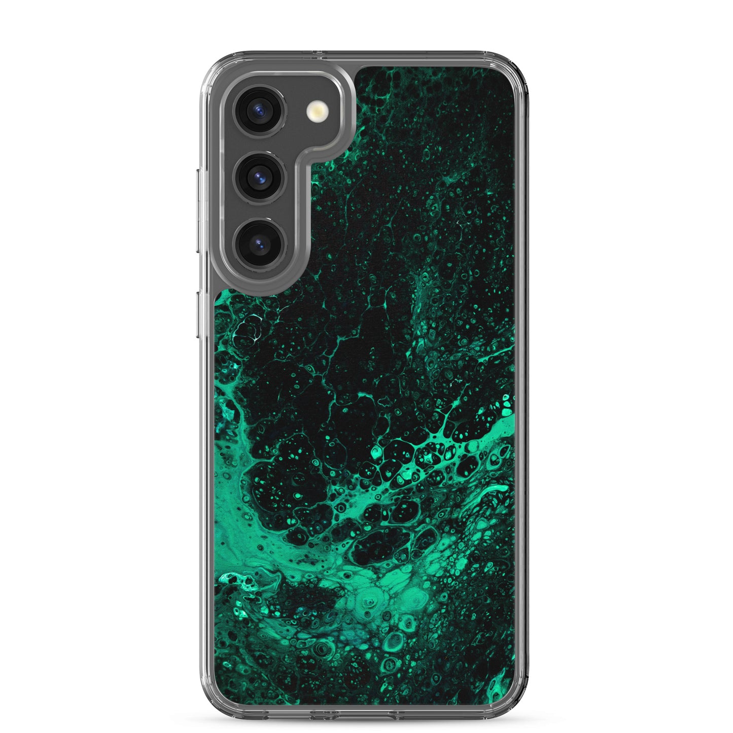 NightOwl Studio Custom Phone Case Compatible with Samsung Galaxy, Slim Cover for Wireless Charging, Drop and Scratch Resistant, Green Tide