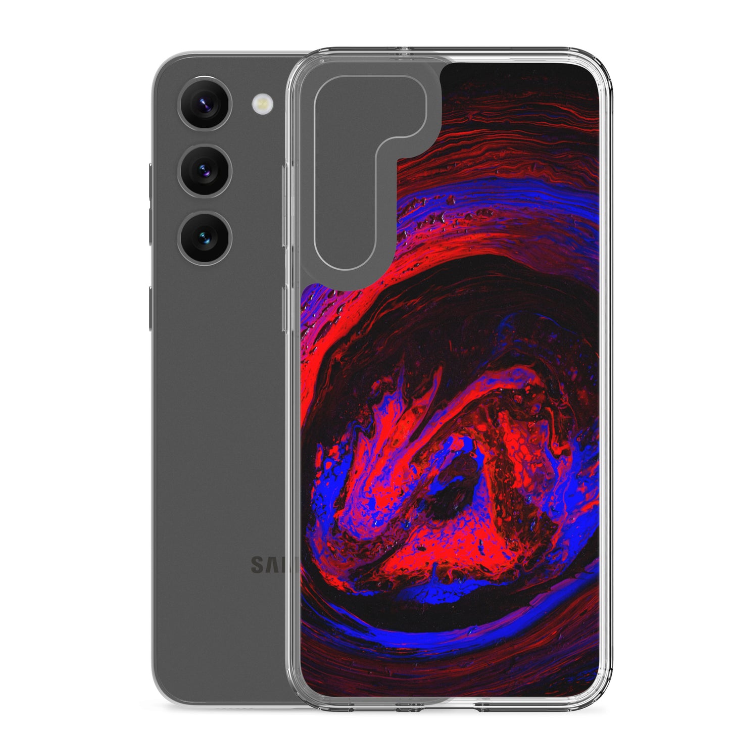 NightOwl Studio Custom Phone Case Compatible with Samsung Galaxy, Slim Cover for Wireless Charging, Drop and Scratch Resistant, Red Vortex