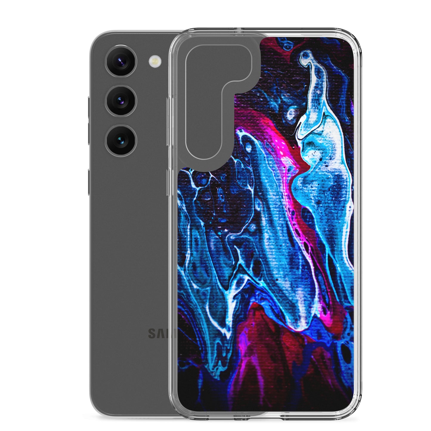 NightOwl Studio Custom Phone Case Compatible with Samsung Galaxy, Slim Cover for Wireless Charging, Drop and Scratch Resistant, Boho Art Colors, Blue Liquid