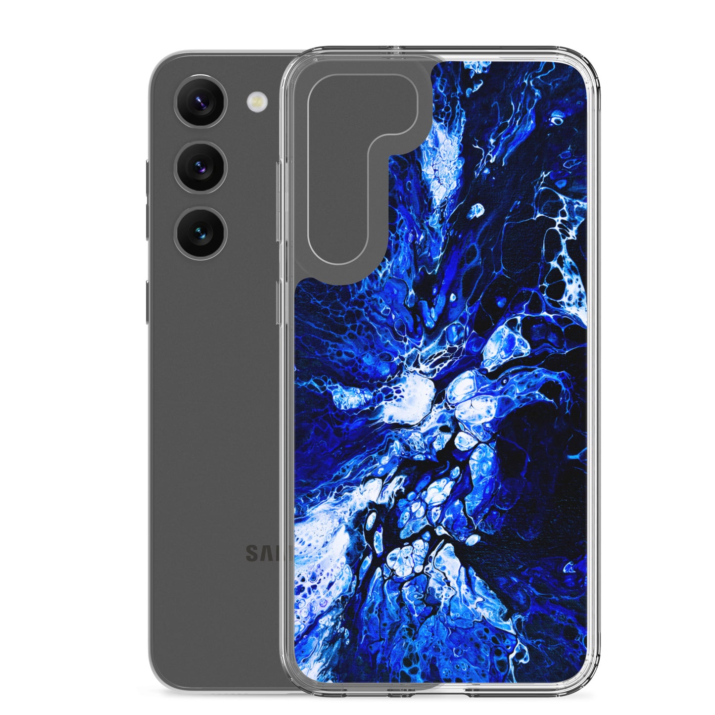 NightOwl Studio Custom Phone Case Compatible with Samsung Galaxy, Slim Cover for Wireless Charging, Drop and Scratch Resistant, Blue Burst