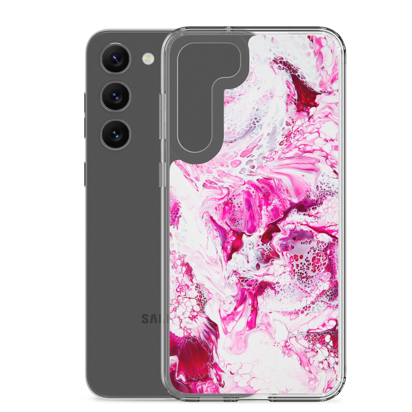 NightOwl Studio Custom Phone Case Compatible with Samsung Galaxy, Slim Cover for Wireless Charging, Drop and Scratch Resistant, Pink Distortion