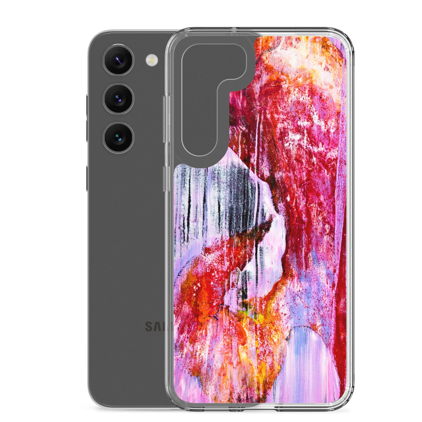 NightOwl Studio Custom Phone Case Compatible with Samsung Galaxy, Slim Cover for Wireless Charging, Drop and Scratch Resistant, Pink Rain