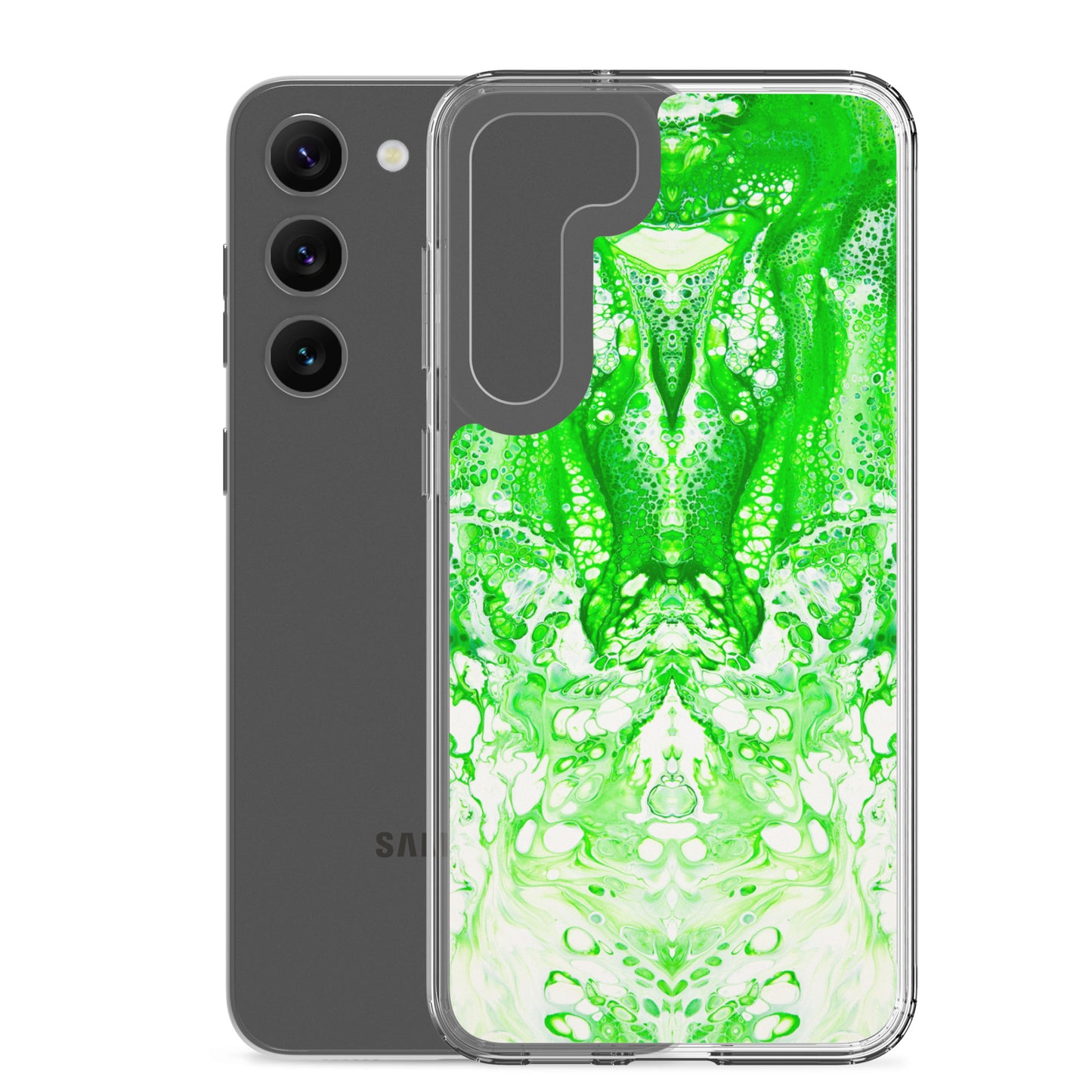 NightOwl Studio Custom Phone Case Compatible with Samsung Galaxy, Slim Cover for Wireless Charging, Drop and Scratch Resistant, Lime Time