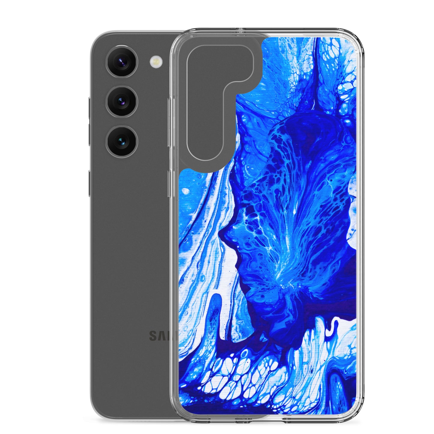 NightOwl Studio Custom Phone Case Compatible with Samsung Galaxy, Slim Cover for Wireless Charging, Drop and Scratch Resistant, Ms. Blue