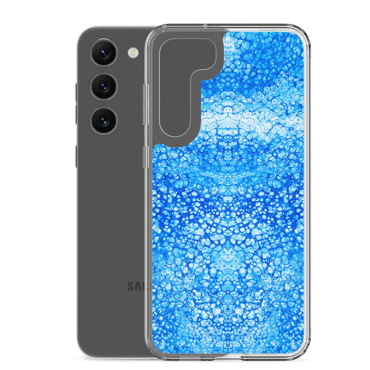 NightOwl Studio Custom Phone Case Compatible with Samsung Galaxy, Slim Cover for Wireless Charging, Drop and Scratch Resistant, Cryptic Blue