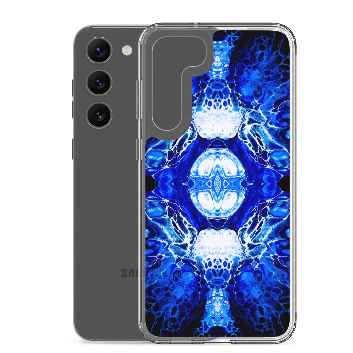 NightOwl Studio Custom Phone Case Compatible with Samsung Galaxy, Slim Cover for Wireless Charging, Drop and Scratch Resistant, Blue Nucleus