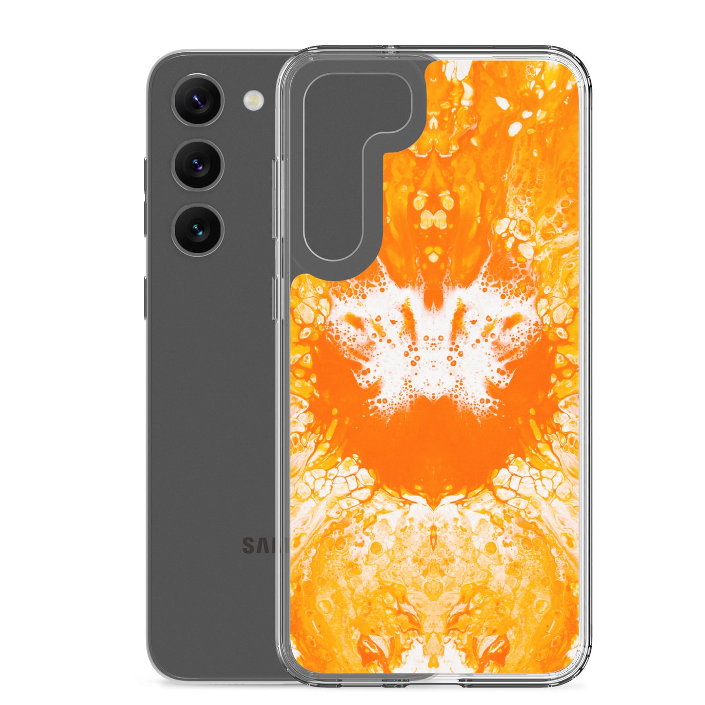 NightOwl Studio Custom Phone Case Compatible with Samsung Galaxy, Slim Cover for Wireless Charging, Drop and Scratch Resistant, Naranja