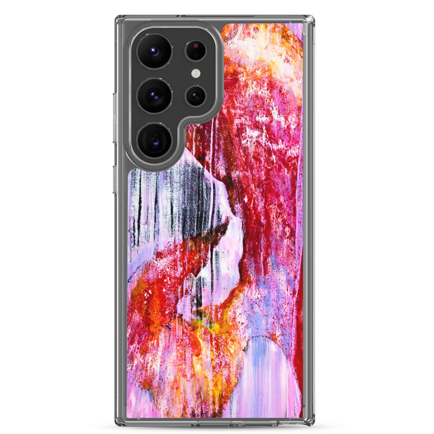 NightOwl Studio Custom Phone Case Compatible with Samsung Galaxy, Slim Cover for Wireless Charging, Drop and Scratch Resistant, Pink Rain