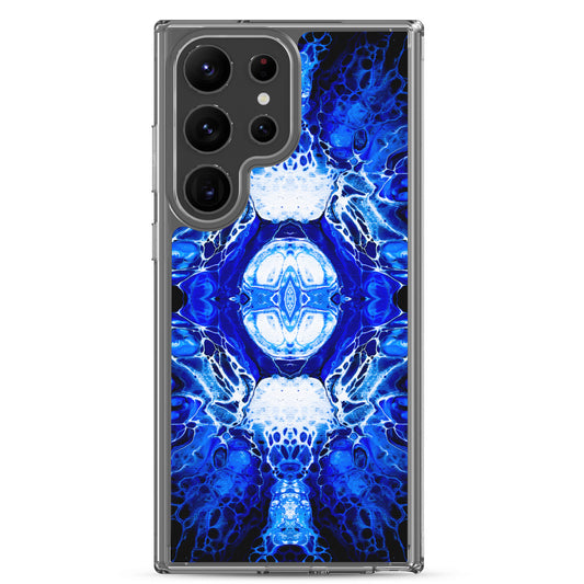 NightOwl Studio Custom Phone Case Compatible with Samsung Galaxy, Slim Cover for Wireless Charging, Drop and Scratch Resistant, Blue Nucleus