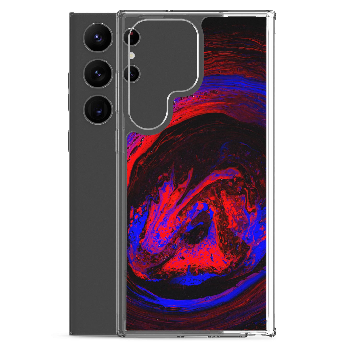 NightOwl Studio Custom Phone Case Compatible with Samsung Galaxy, Slim Cover for Wireless Charging, Drop and Scratch Resistant, Red Vortex