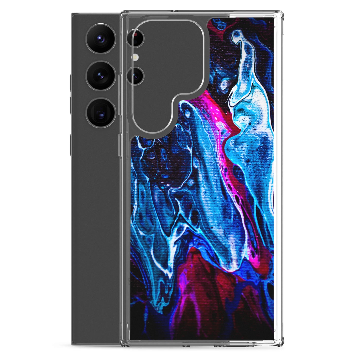 NightOwl Studio Custom Phone Case Compatible with Samsung Galaxy, Slim Cover for Wireless Charging, Drop and Scratch Resistant, Boho Art Colors, Blue Liquid