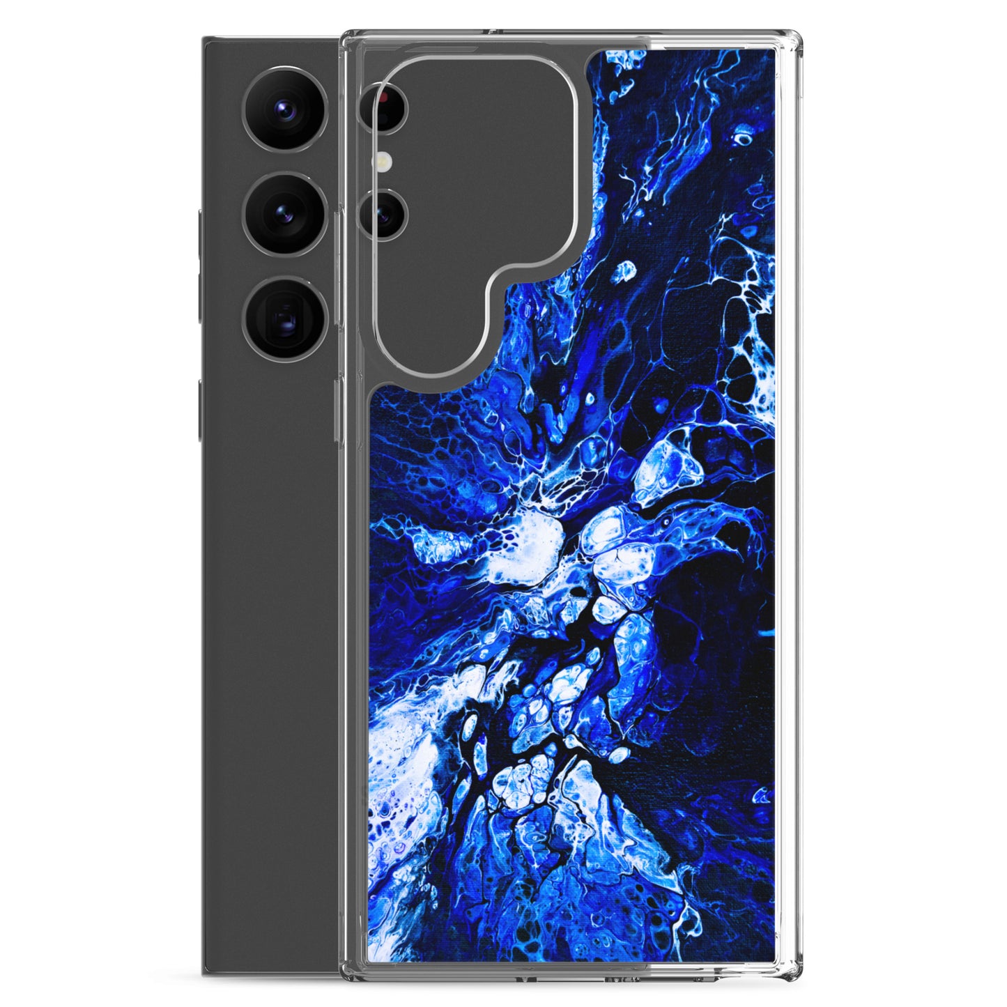 NightOwl Studio Custom Phone Case Compatible with Samsung Galaxy, Slim Cover for Wireless Charging, Drop and Scratch Resistant, Blue Burst