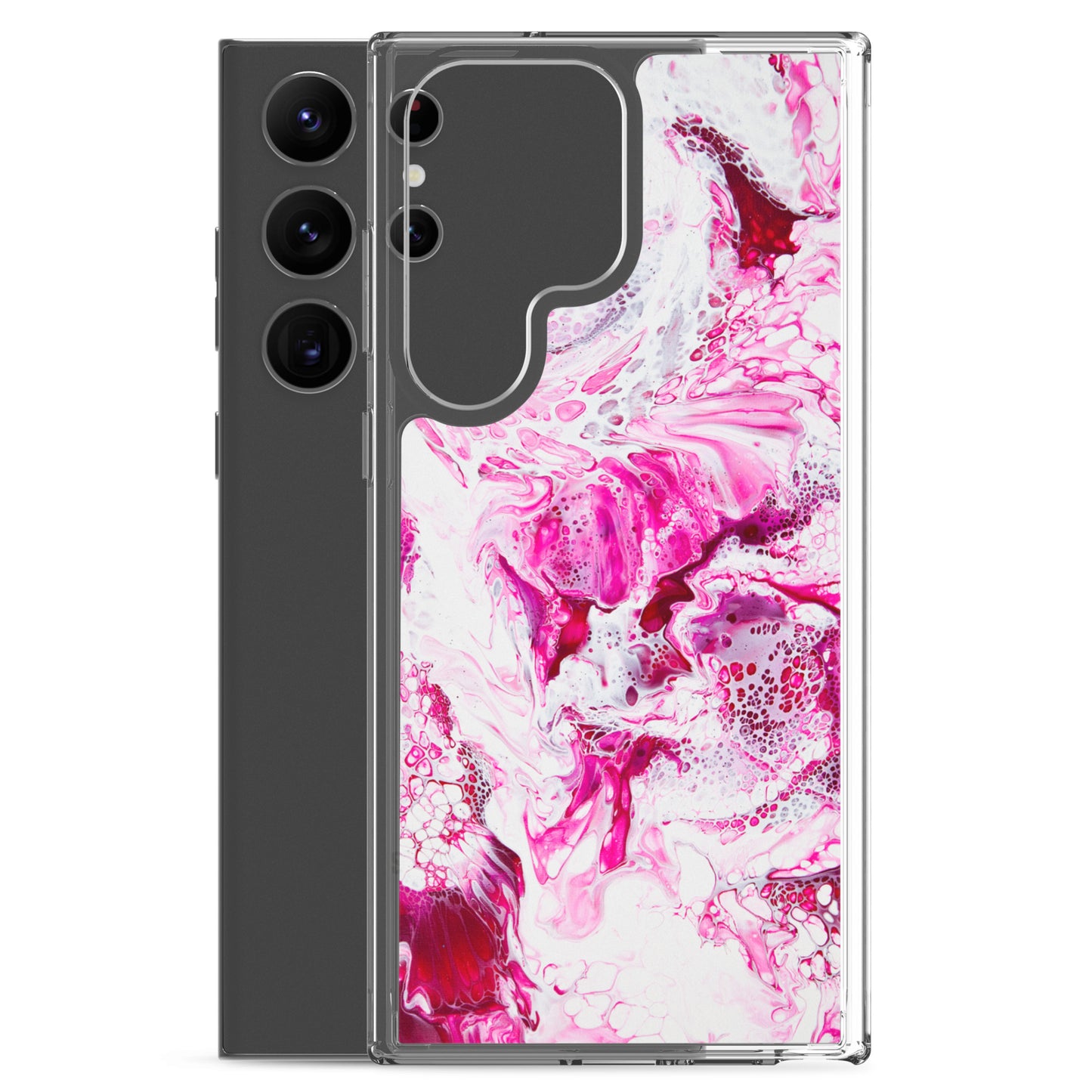 NightOwl Studio Custom Phone Case Compatible with Samsung Galaxy, Slim Cover for Wireless Charging, Drop and Scratch Resistant, Pink Distortion