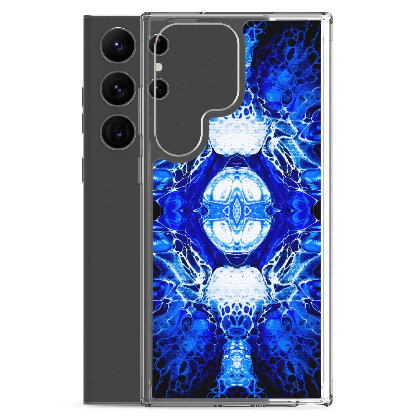 NightOwl Studio Custom Phone Case Compatible with Samsung Galaxy, Slim Cover for Wireless Charging, Drop and Scratch Resistant, Blue Nucleus