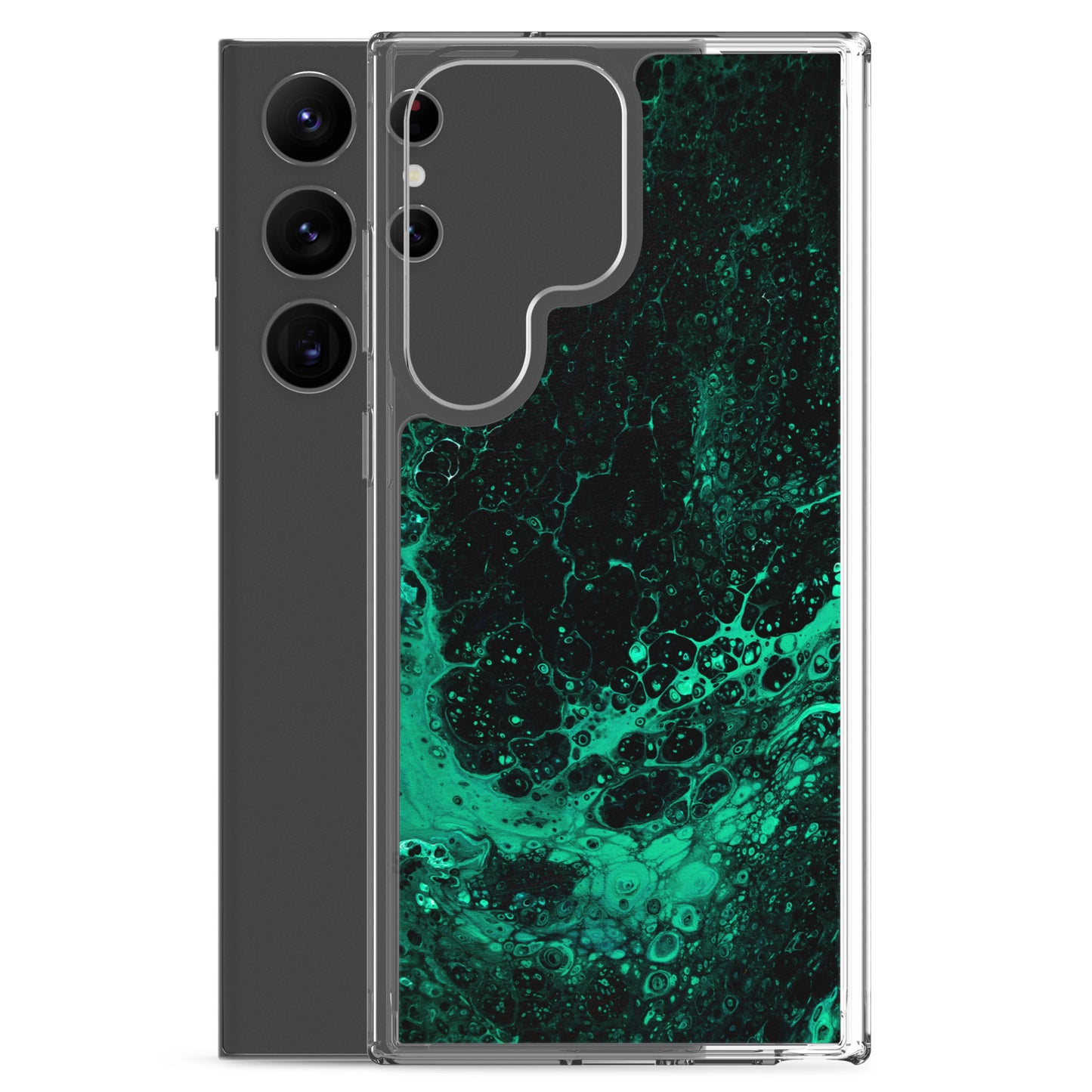 NightOwl Studio Custom Phone Case Compatible with Samsung Galaxy, Slim Cover for Wireless Charging, Drop and Scratch Resistant, Green Tide