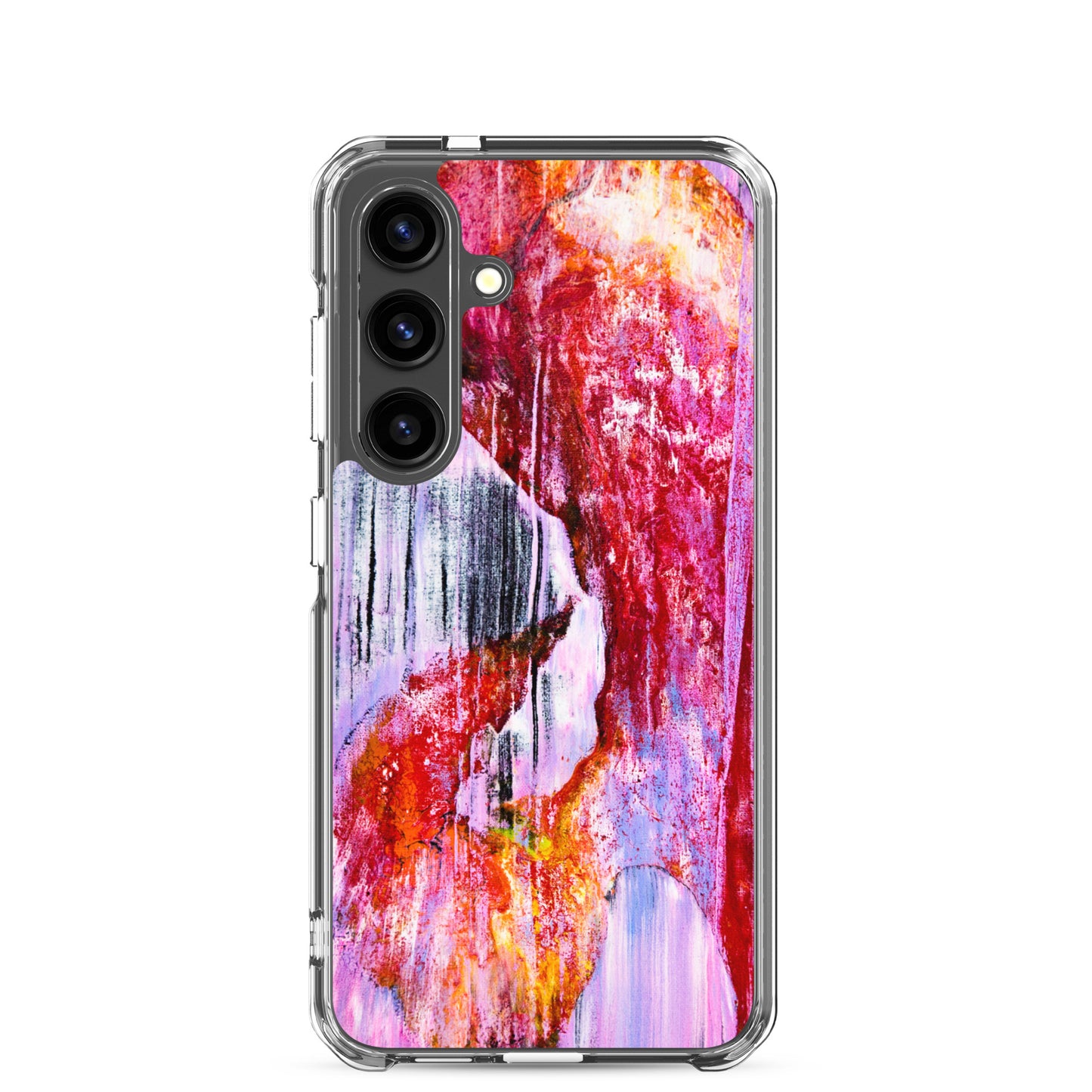 NightOwl Studio Custom Phone Case Compatible with Samsung Galaxy, Slim Cover for Wireless Charging, Drop and Scratch Resistant, Pink Rain