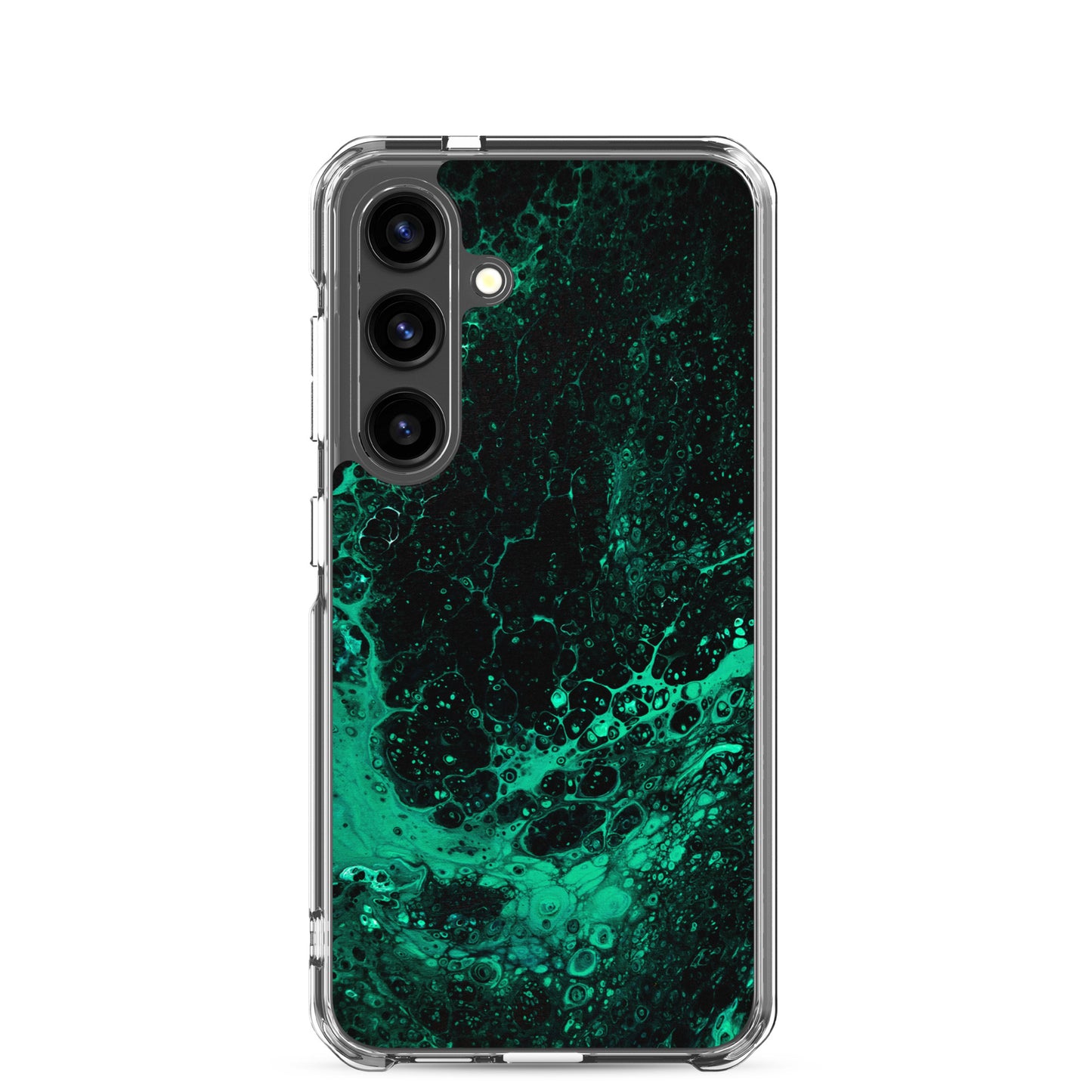 NightOwl Studio Custom Phone Case Compatible with Samsung Galaxy, Slim Cover for Wireless Charging, Drop and Scratch Resistant, Green Tide