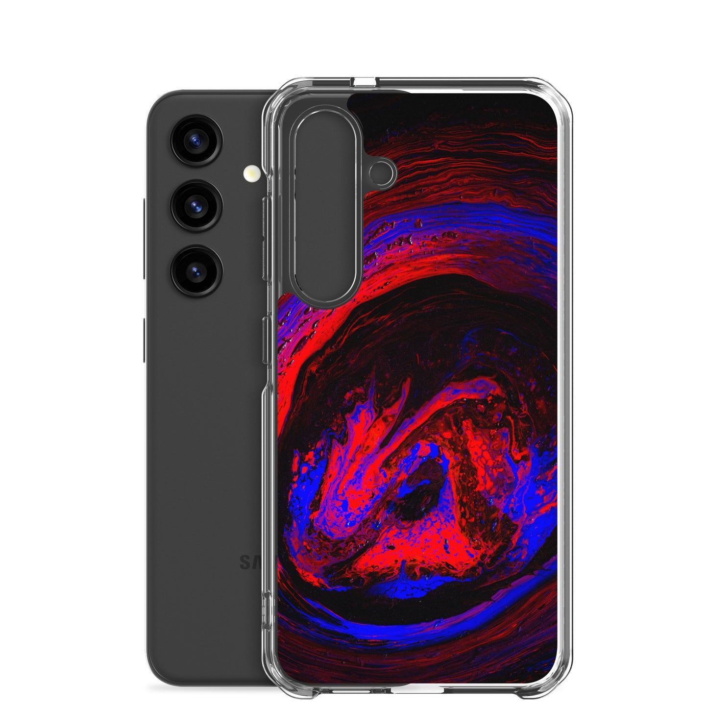 NightOwl Studio Custom Phone Case Compatible with Samsung Galaxy, Slim Cover for Wireless Charging, Drop and Scratch Resistant, Red Vortex