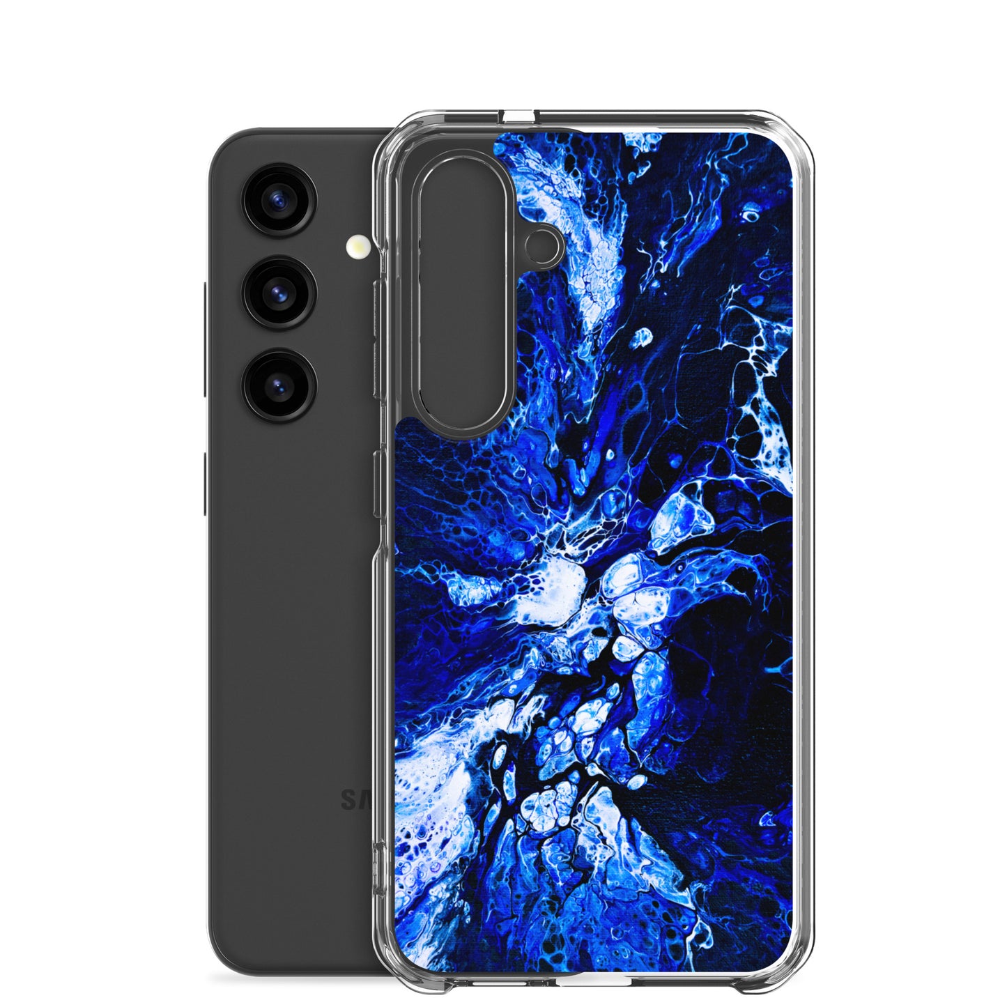 NightOwl Studio Custom Phone Case Compatible with Samsung Galaxy, Slim Cover for Wireless Charging, Drop and Scratch Resistant, Blue Burst