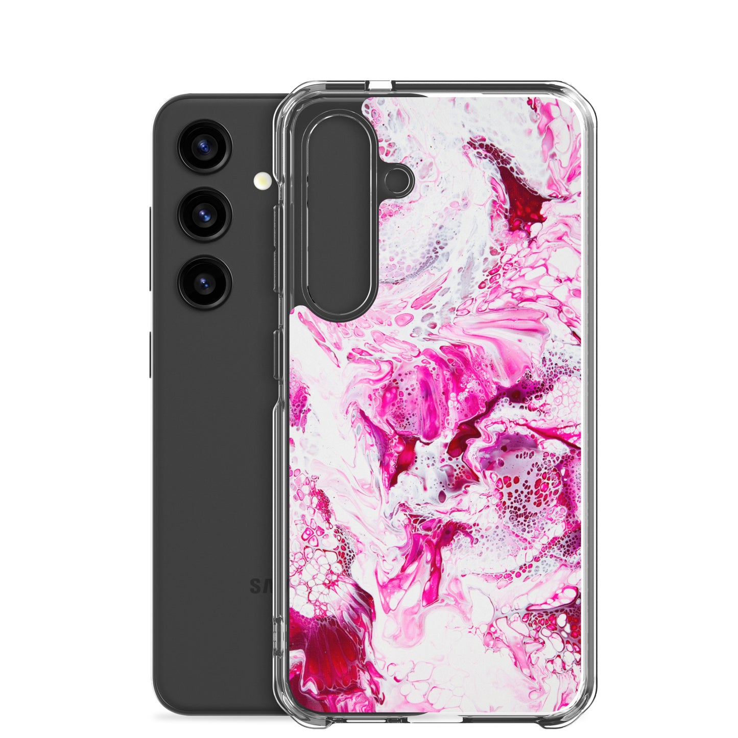 NightOwl Studio Custom Phone Case Compatible with Samsung Galaxy, Slim Cover for Wireless Charging, Drop and Scratch Resistant, Pink Distortion