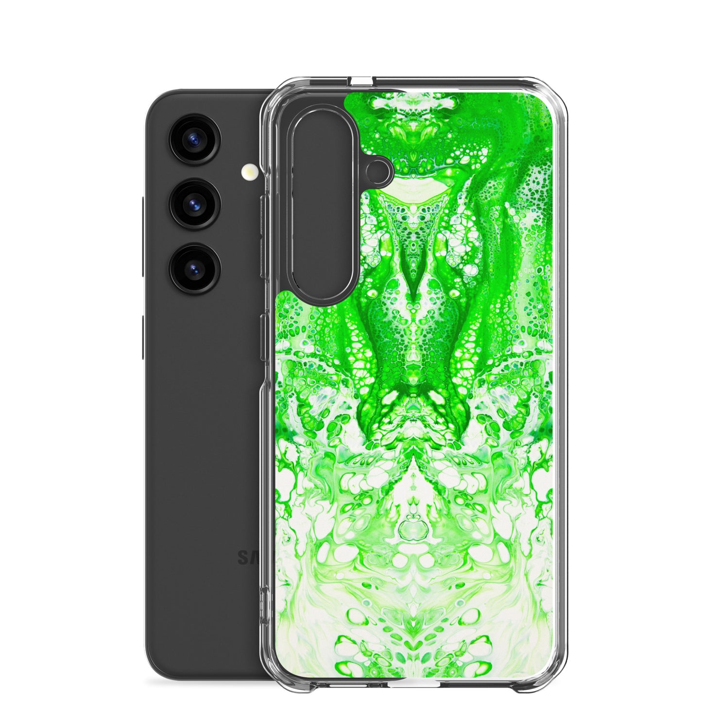 NightOwl Studio Custom Phone Case Compatible with Samsung Galaxy, Slim Cover for Wireless Charging, Drop and Scratch Resistant, Lime Time