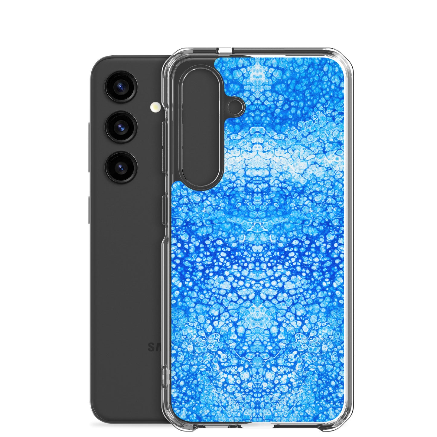 NightOwl Studio Custom Phone Case Compatible with Samsung Galaxy, Slim Cover for Wireless Charging, Drop and Scratch Resistant, Cryptic Blue