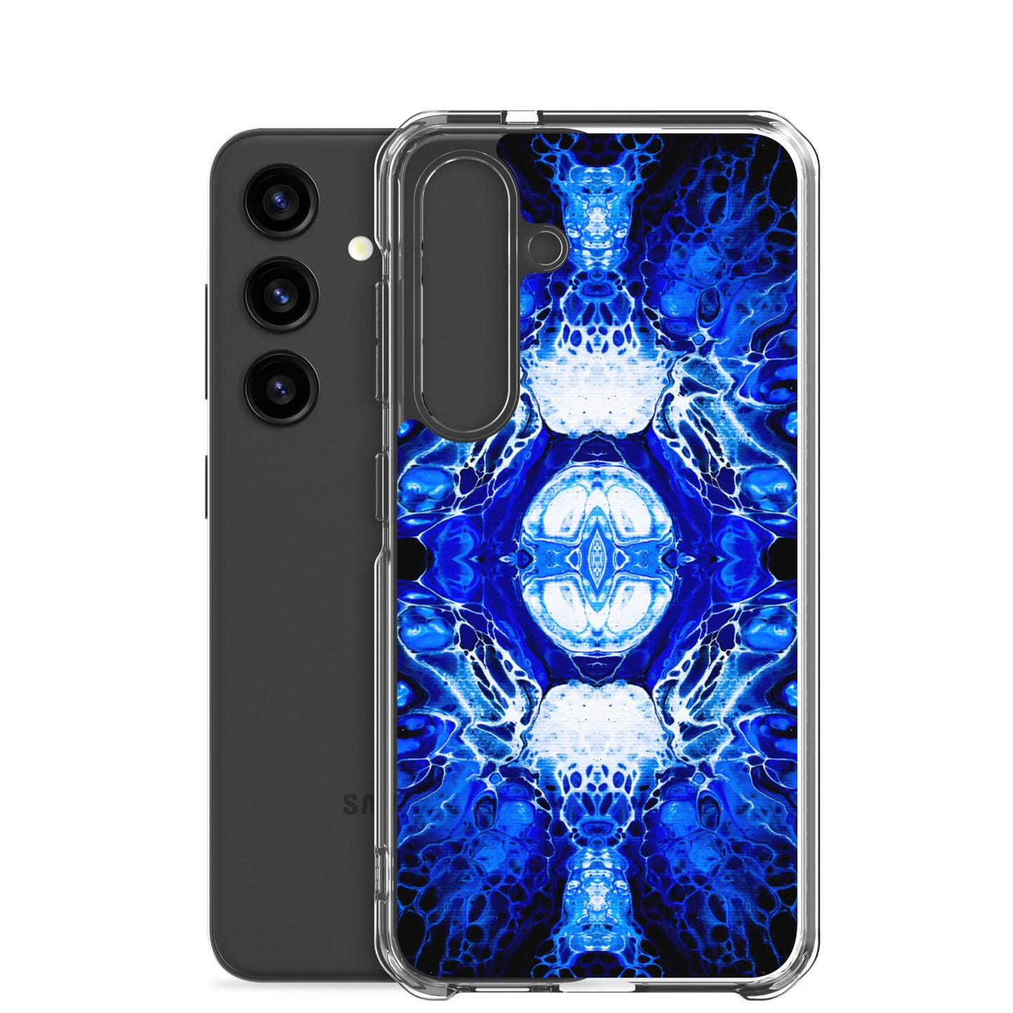 NightOwl Studio Custom Phone Case Compatible with Samsung Galaxy, Slim Cover for Wireless Charging, Drop and Scratch Resistant, Blue Nucleus