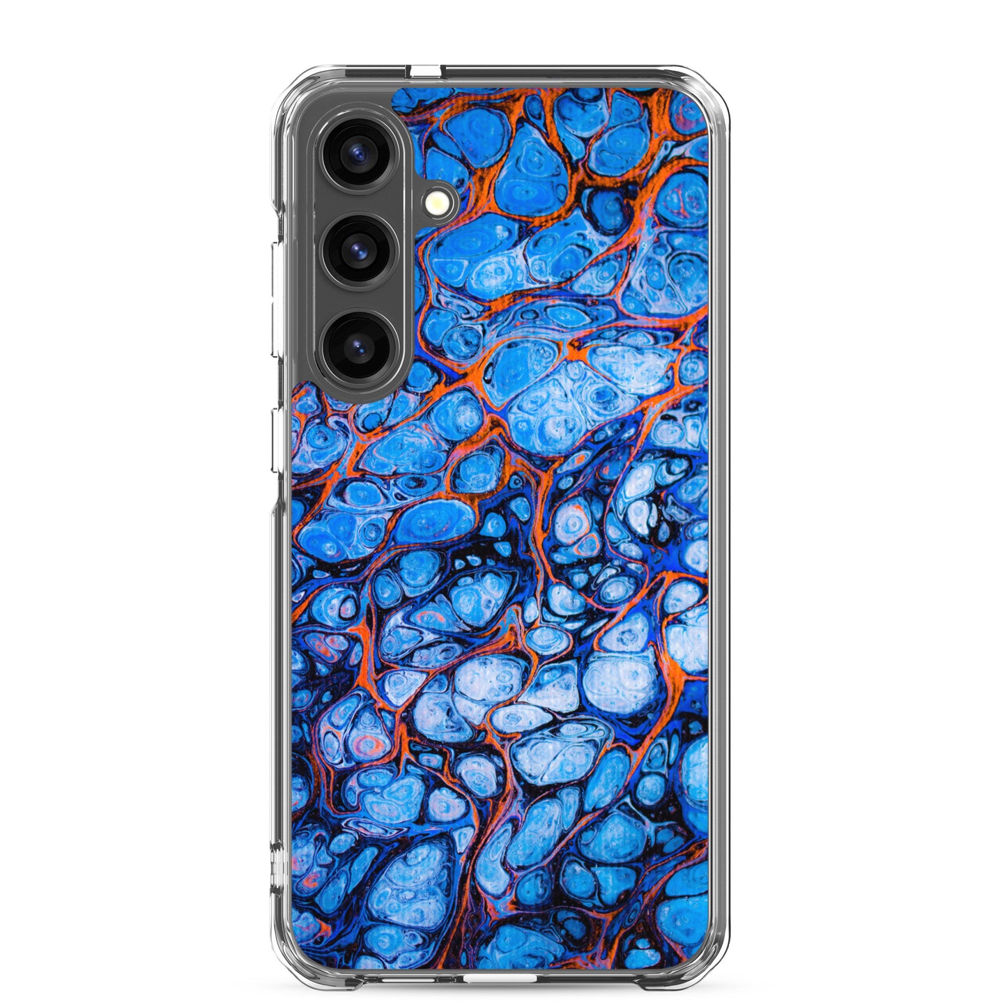 NightOwl Studio Custom Phone Case Compatible with Samsung Galaxy, Slim Cover for Wireless Charging, Drop and Scratch Resistant, Blue Fire