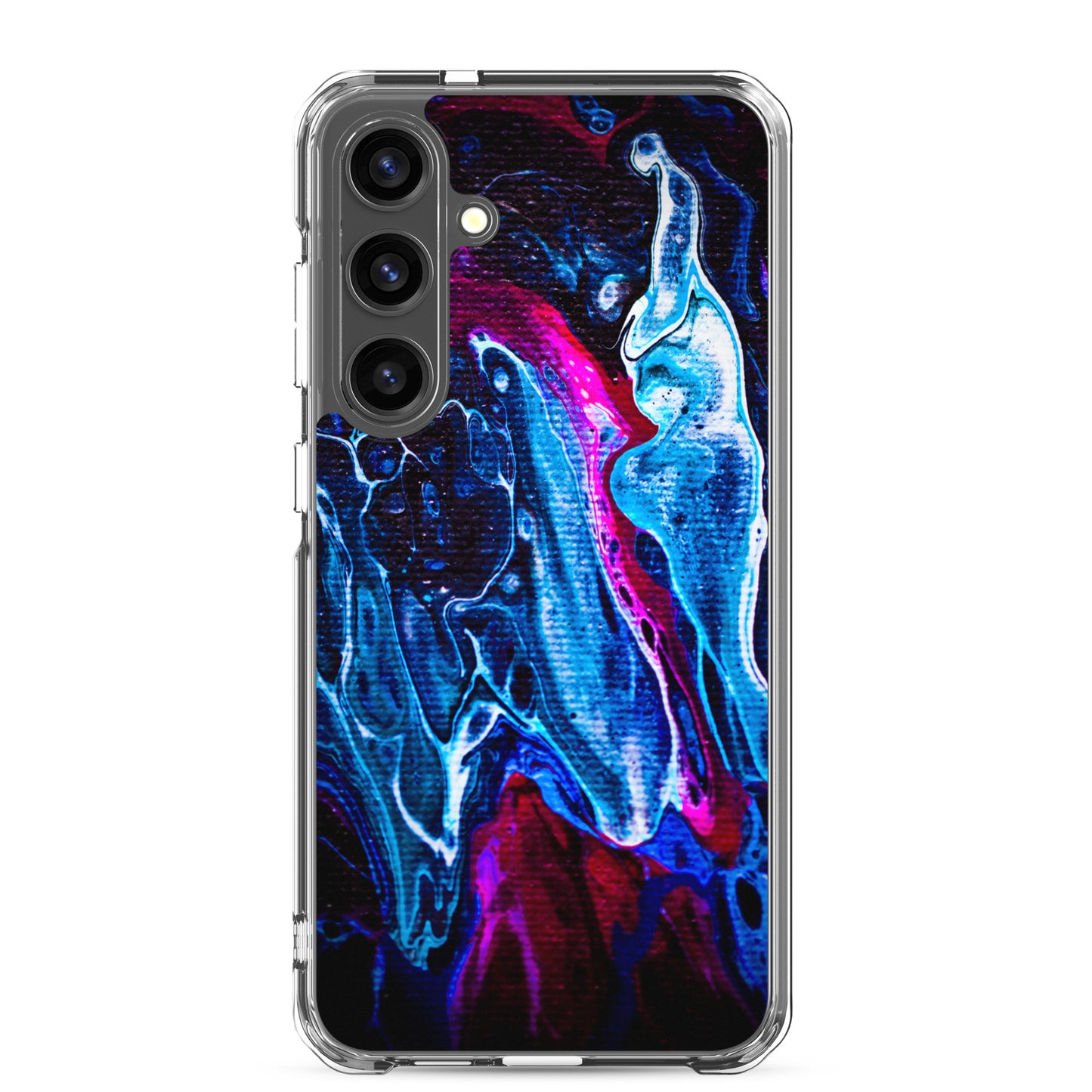 NightOwl Studio Custom Phone Case Compatible with Samsung Galaxy, Slim Cover for Wireless Charging, Drop and Scratch Resistant, Boho Art Colors, Blue Liquid