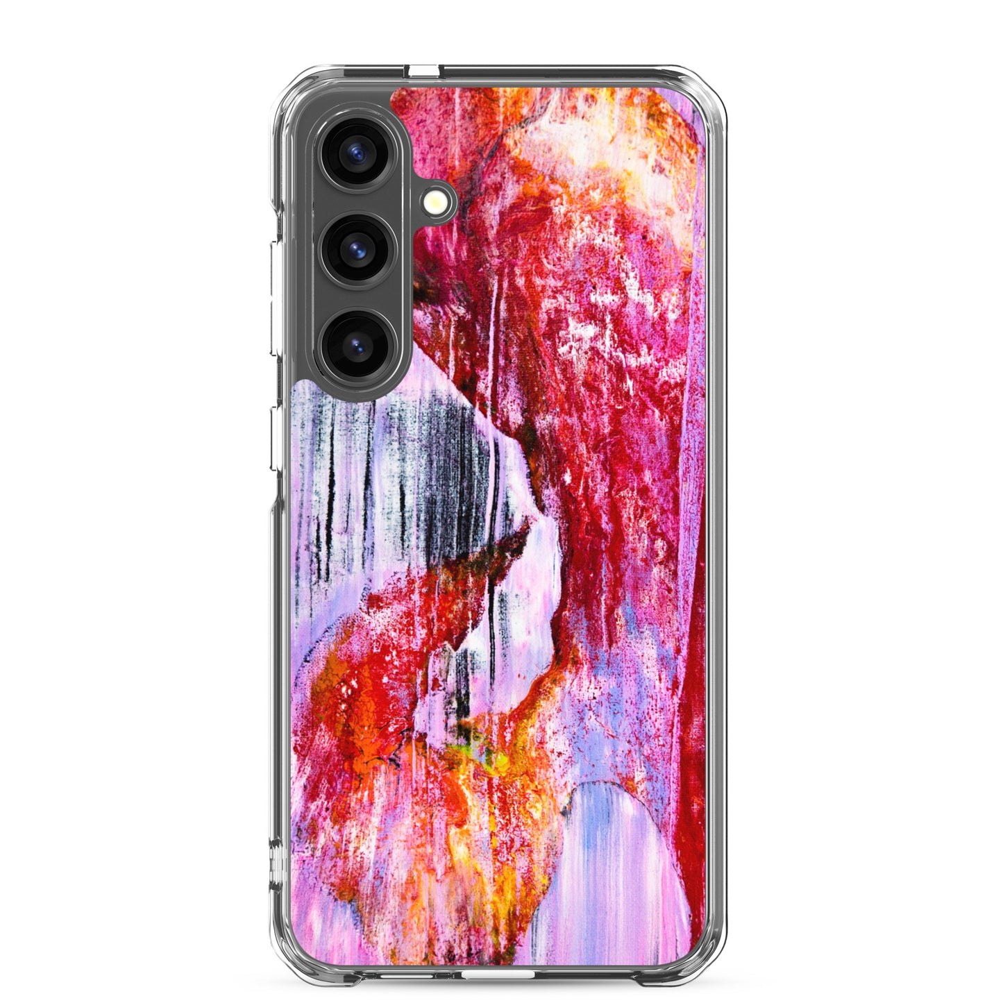 NightOwl Studio Custom Phone Case Compatible with Samsung Galaxy, Slim Cover for Wireless Charging, Drop and Scratch Resistant, Pink Rain