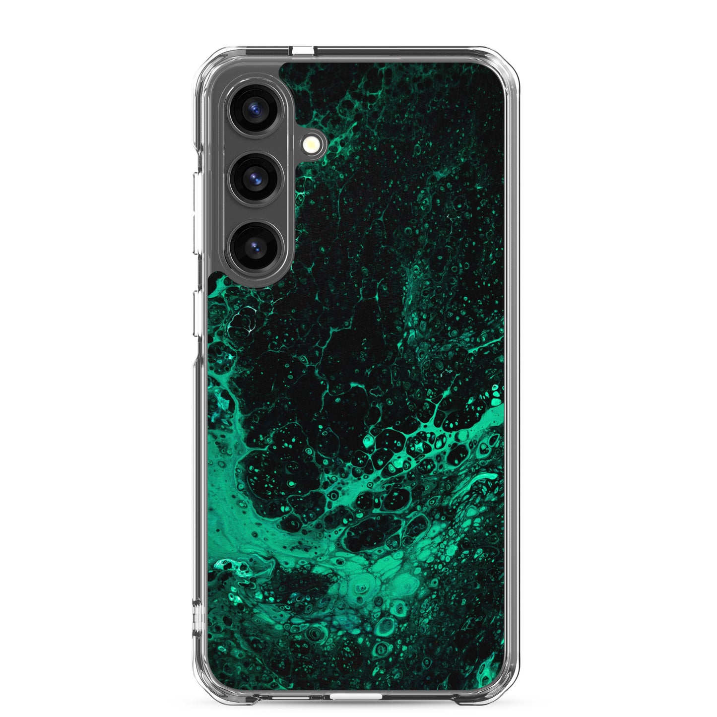 NightOwl Studio Custom Phone Case Compatible with Samsung Galaxy, Slim Cover for Wireless Charging, Drop and Scratch Resistant, Green Tide