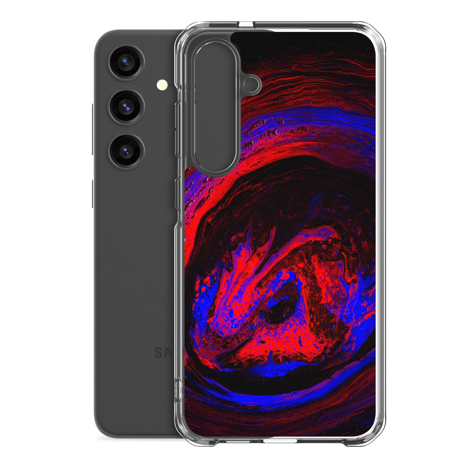 NightOwl Studio Custom Phone Case Compatible with Samsung Galaxy, Slim Cover for Wireless Charging, Drop and Scratch Resistant, Red Vortex