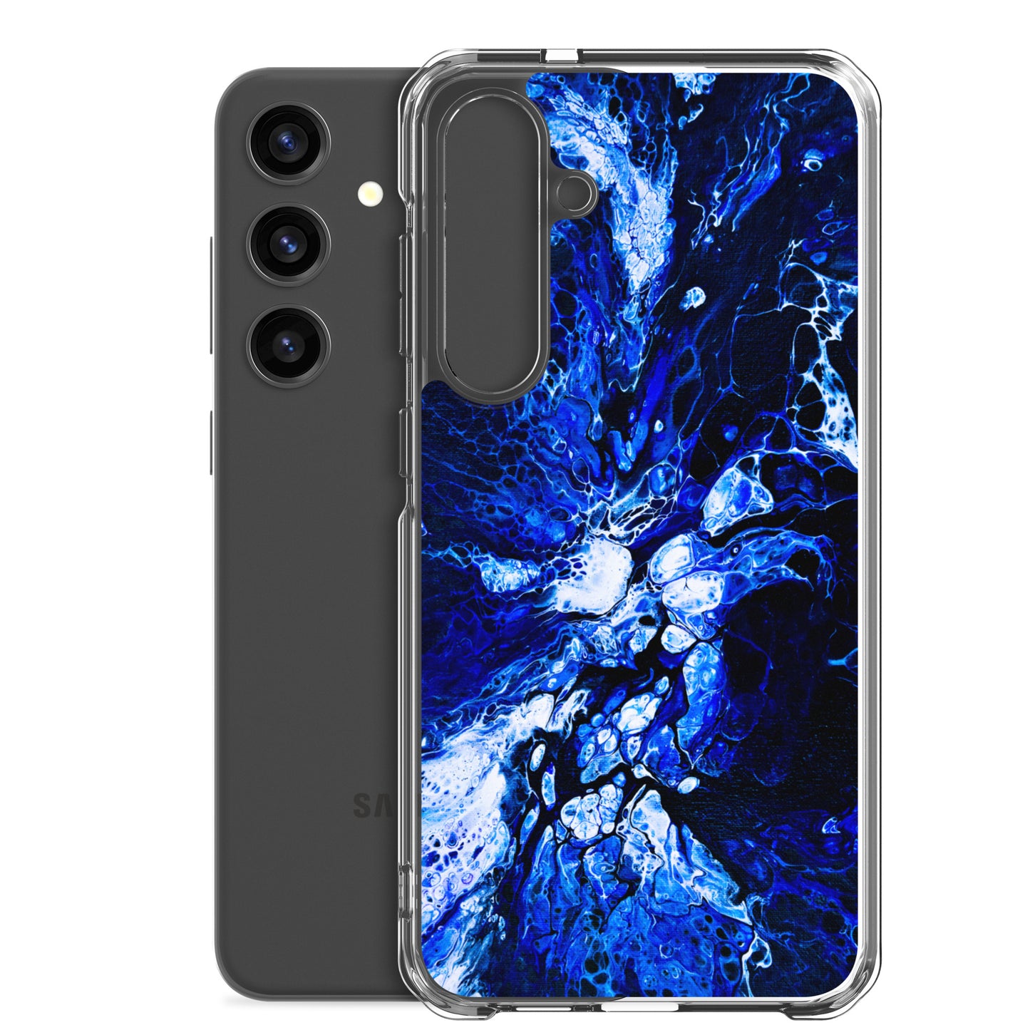 NightOwl Studio Custom Phone Case Compatible with Samsung Galaxy, Slim Cover for Wireless Charging, Drop and Scratch Resistant, Blue Burst