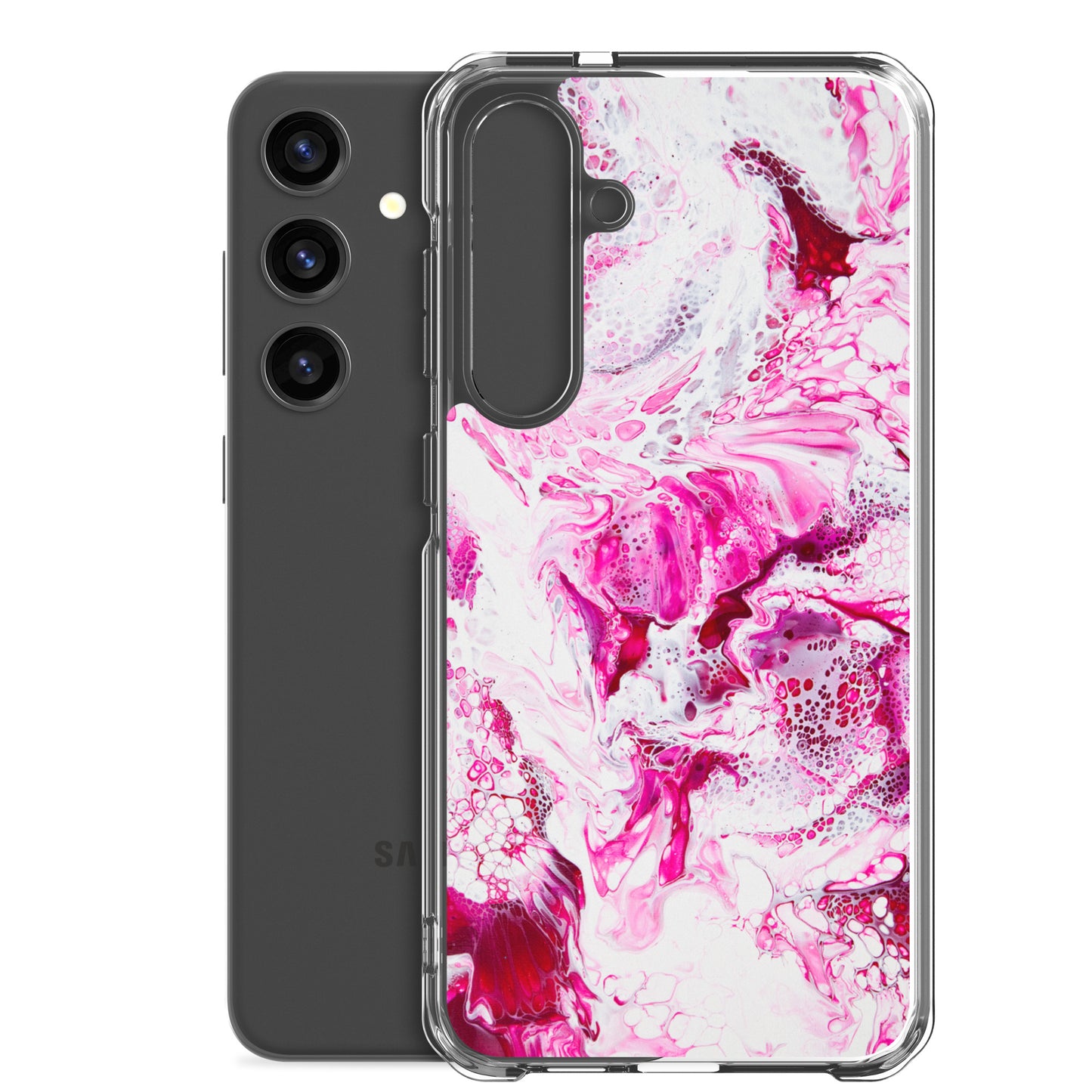 NightOwl Studio Custom Phone Case Compatible with Samsung Galaxy, Slim Cover for Wireless Charging, Drop and Scratch Resistant, Pink Distortion