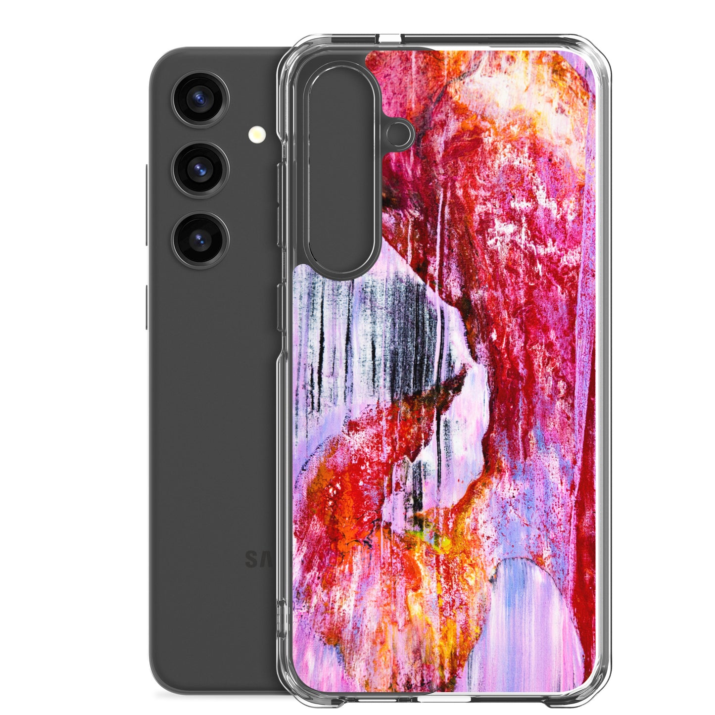 NightOwl Studio Custom Phone Case Compatible with Samsung Galaxy, Slim Cover for Wireless Charging, Drop and Scratch Resistant, Pink Rain