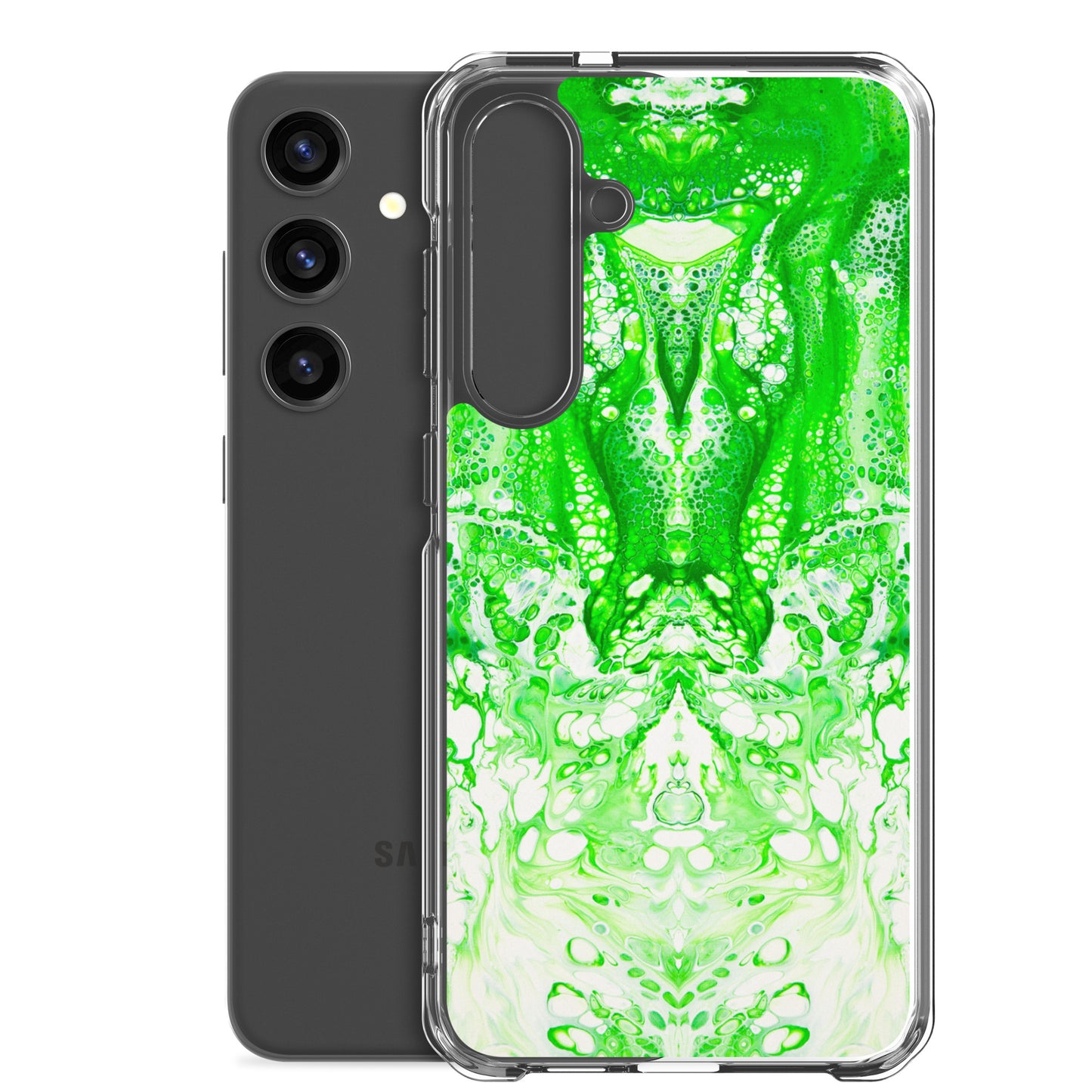 NightOwl Studio Custom Phone Case Compatible with Samsung Galaxy, Slim Cover for Wireless Charging, Drop and Scratch Resistant, Lime Time