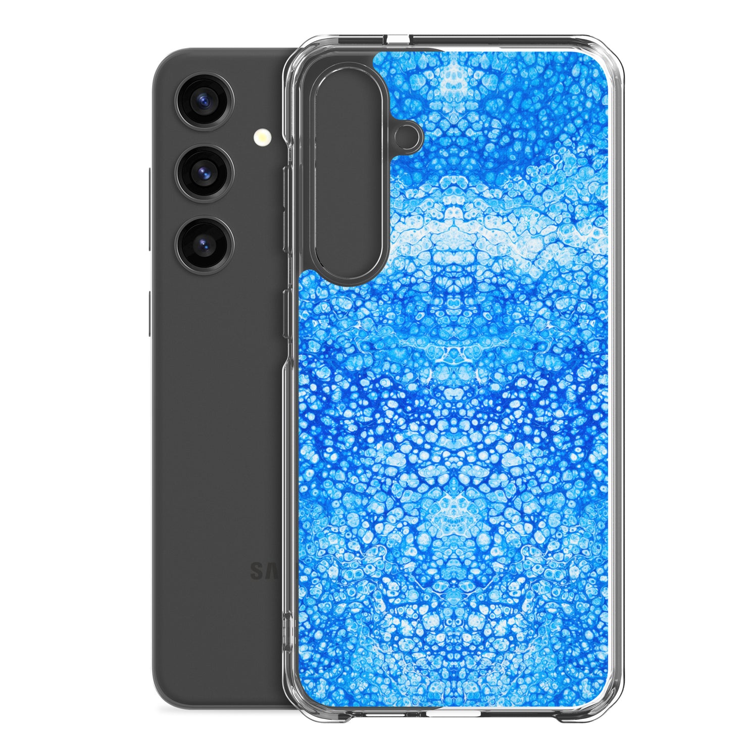 NightOwl Studio Custom Phone Case Compatible with Samsung Galaxy, Slim Cover for Wireless Charging, Drop and Scratch Resistant, Cryptic Blue